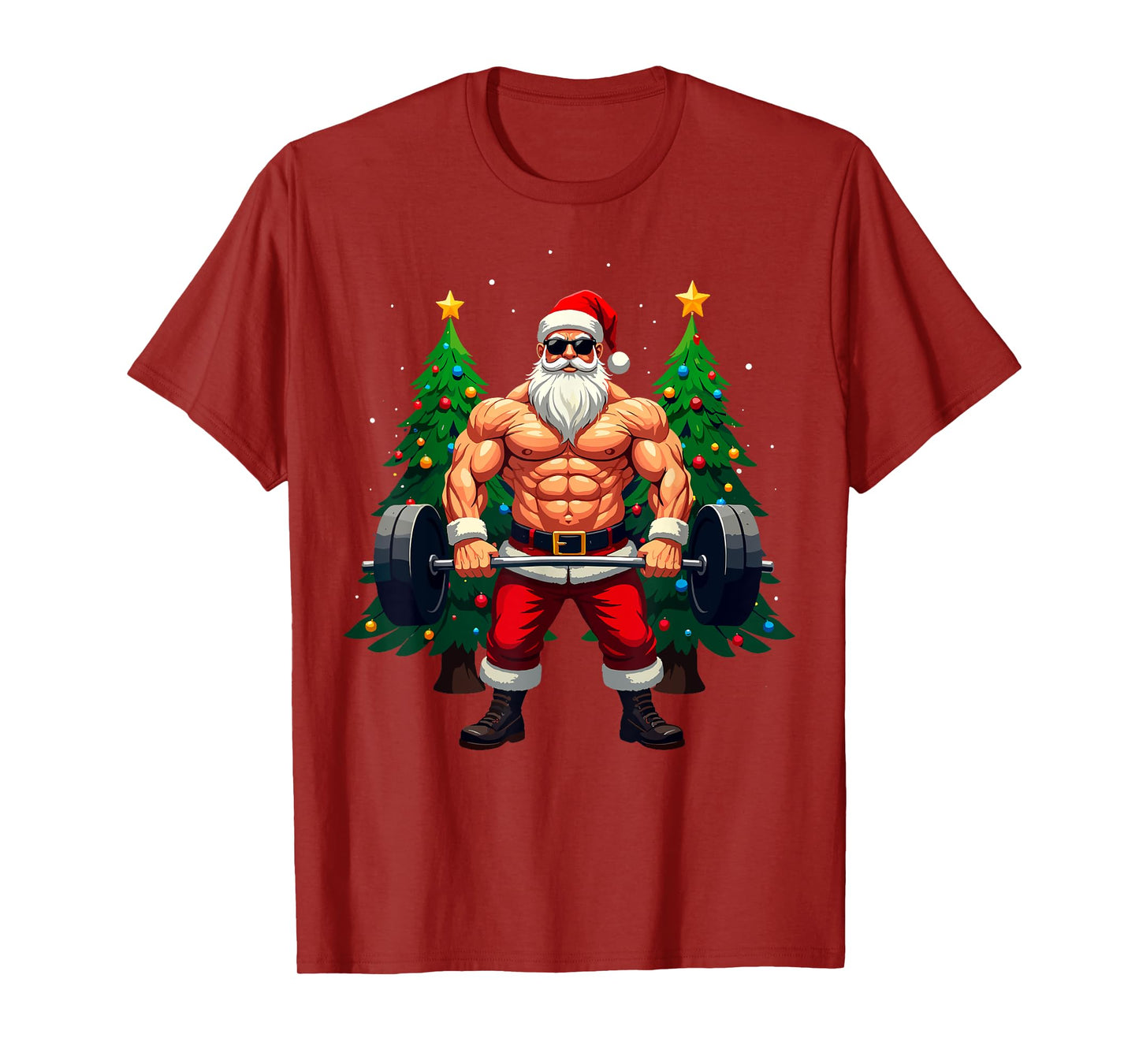 Muscle Santa Weightlifter Christmas Powerlifting Xmas Gym T-Shirt