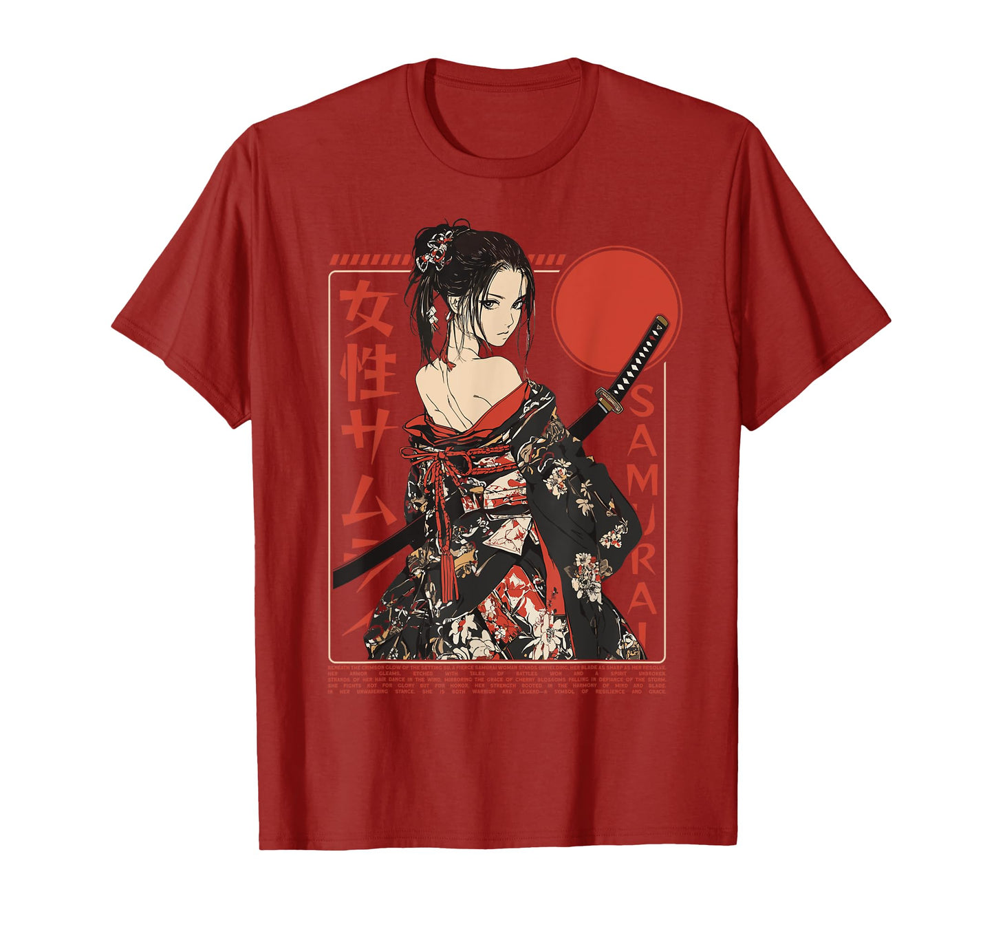 Samurai Warrior Waifu Girl Japanese Ukiyo-e Manga Samurai T-Shirt