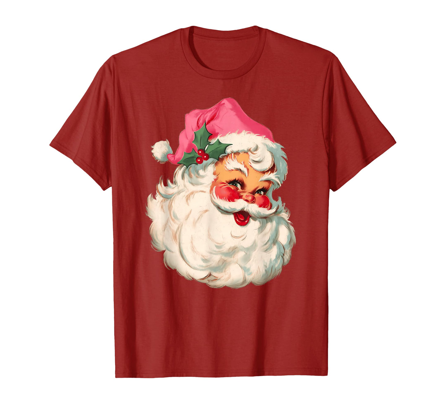 Vintage Retro Santa Christmas Bubble Gum Pink Sunglasses T-Shirt
