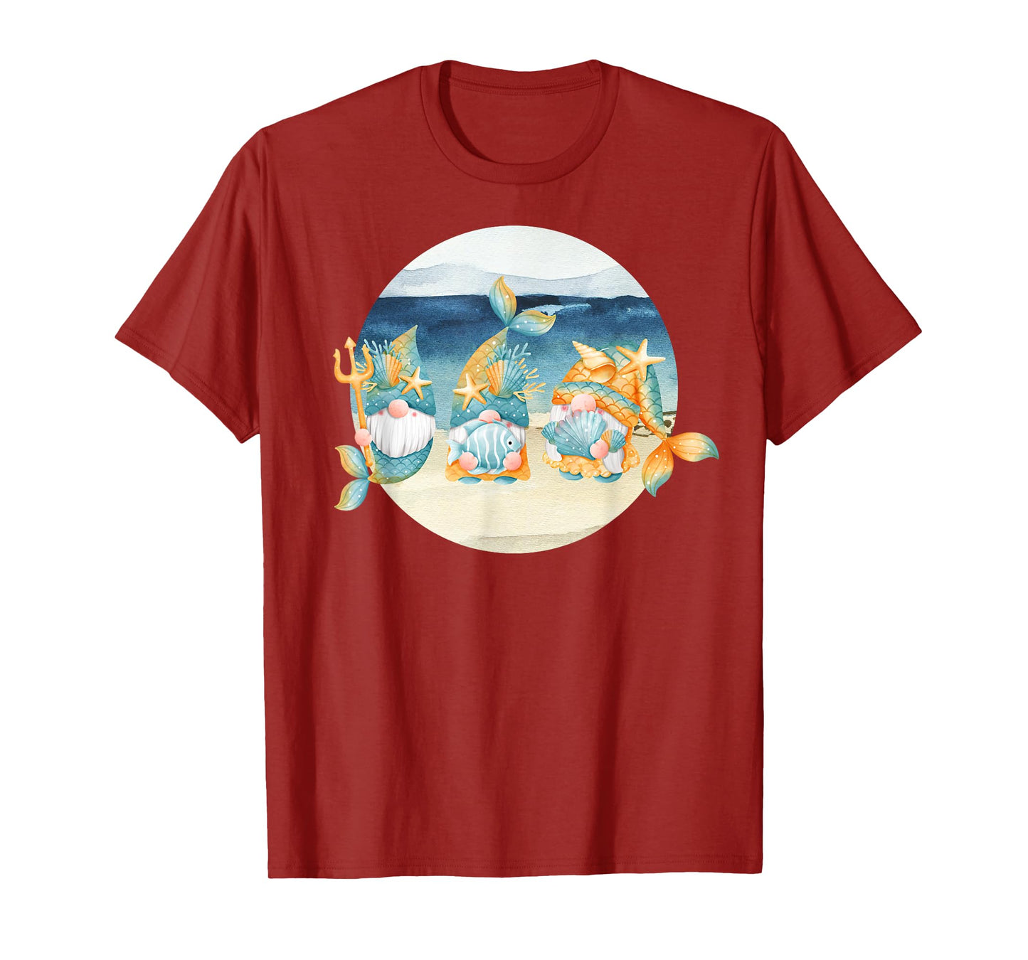 Cute Beach Mermaid Gnomes Women's Graphic Tees T-Shirt