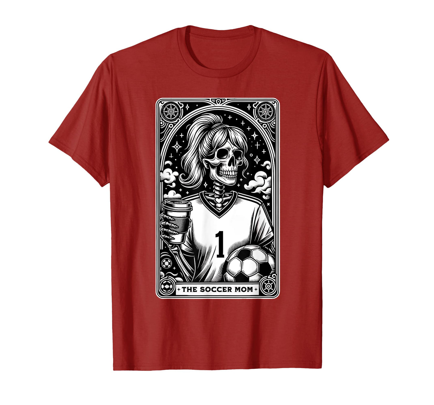 Funny Soccer Mom Skeleton Tarot Card Vintage Halloween T-Shirt
