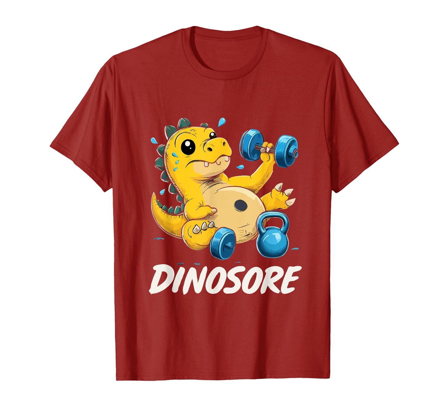 Funny Cute Dinosaur Workout Gym Fitness Weightlifting T-Shirt