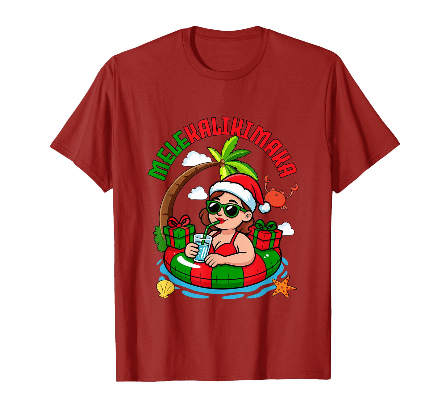 Mele Kalikimaka Christmas Santa Hawaiian Women Relaxing T-Shirt