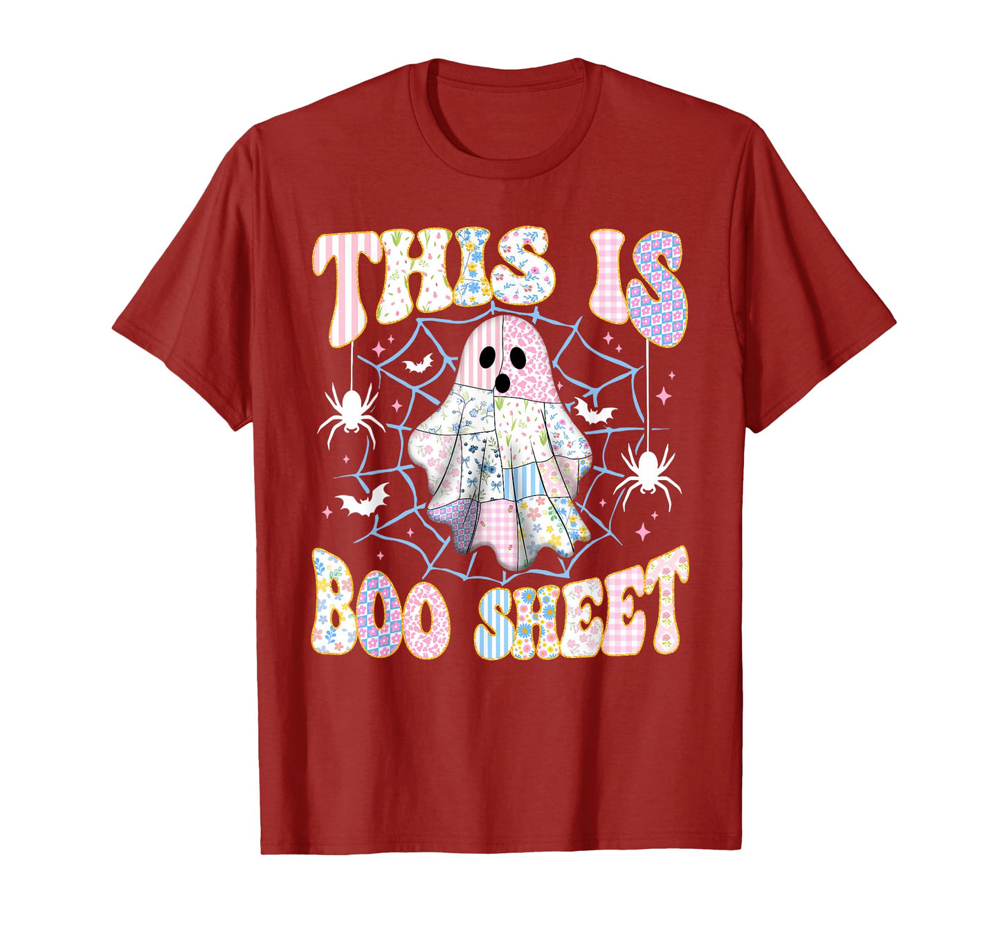 Boo Sheet Ghost Funny Retro Groovy Preppy Costume Girls Kids T-Shirt