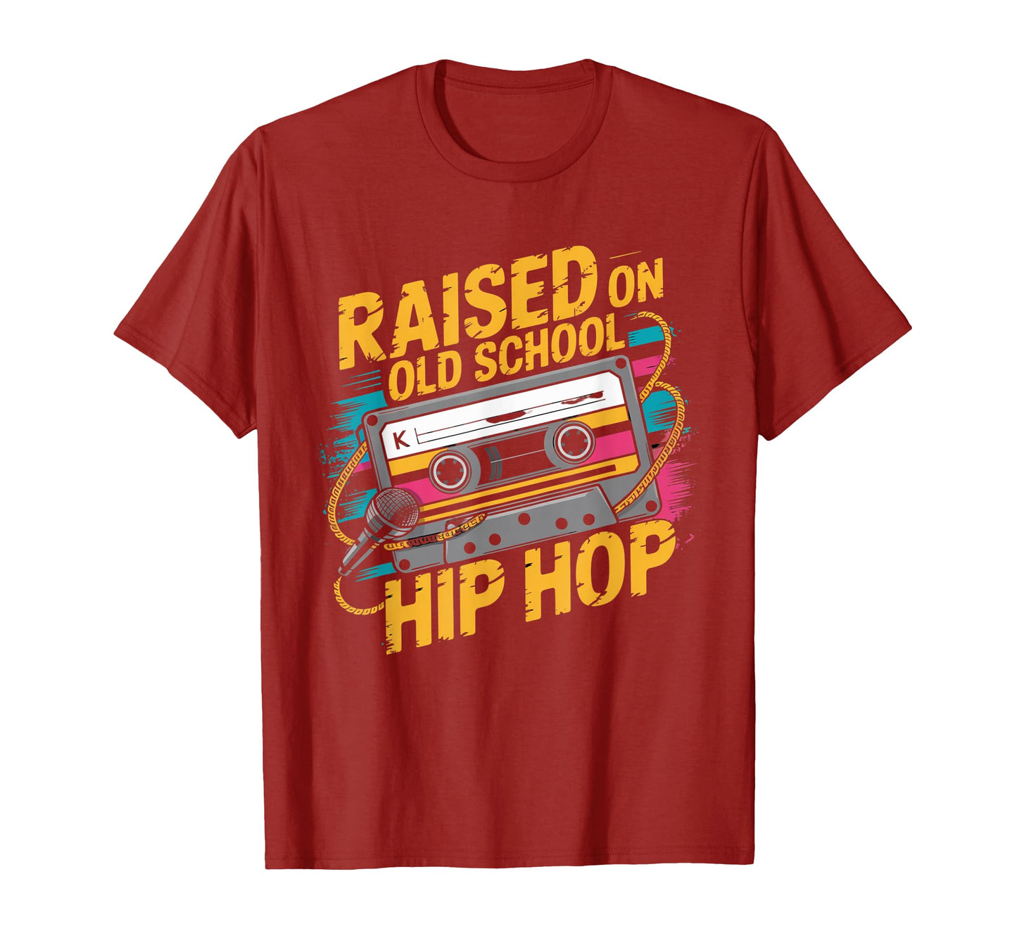 RAISED ON OLD SCHOOL HIP HOP Tshirt Cassette Graffiti Rap T-Shirt