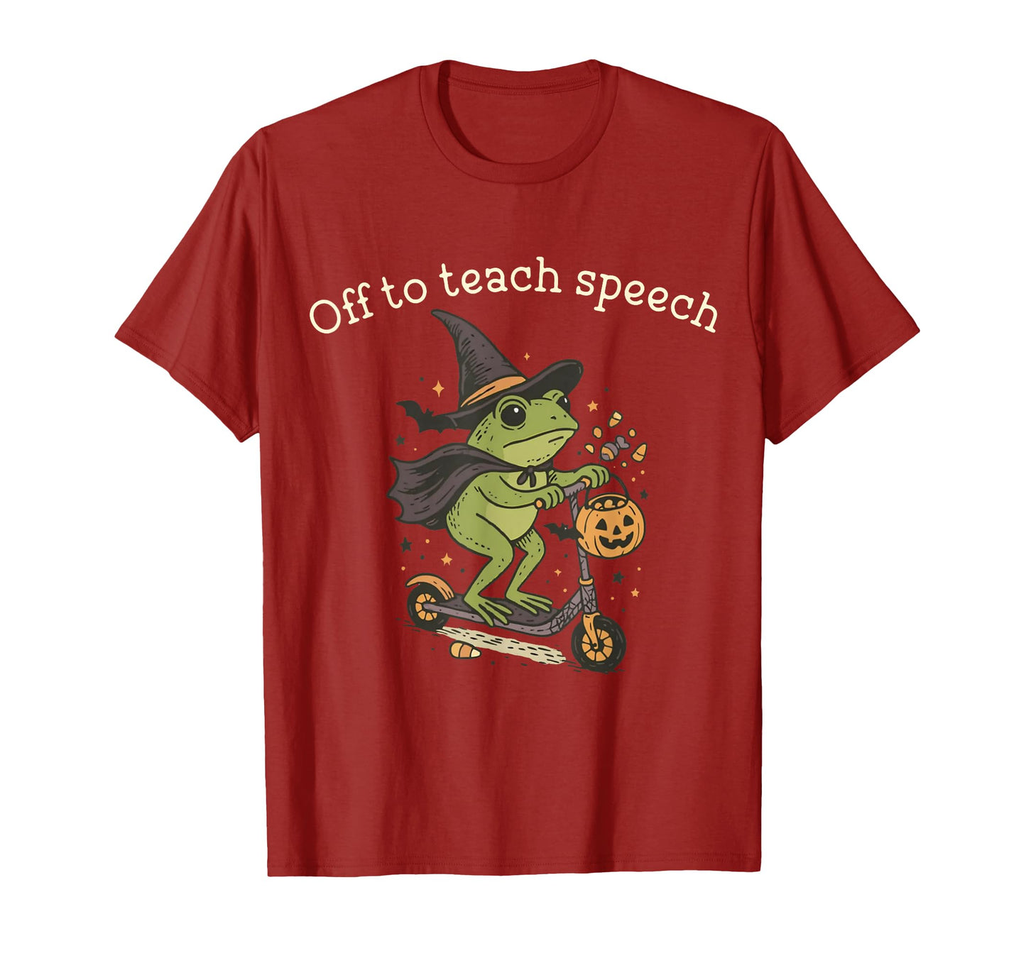 Off to Teach Speech Therapist SLP Frog Witch Halloween T-Shirt
