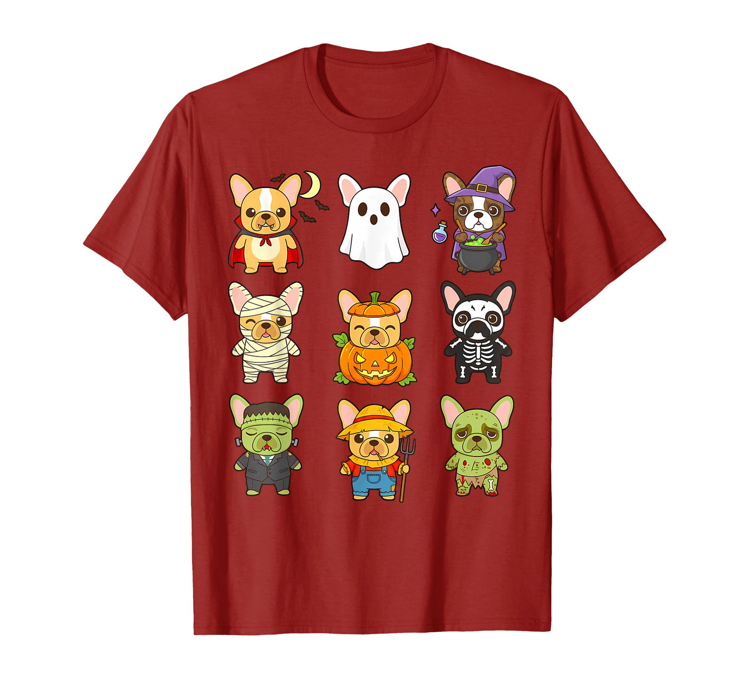 French Bulldog Spooky Halloween Monsters Kawaii Dog Frenchie T-Shirt