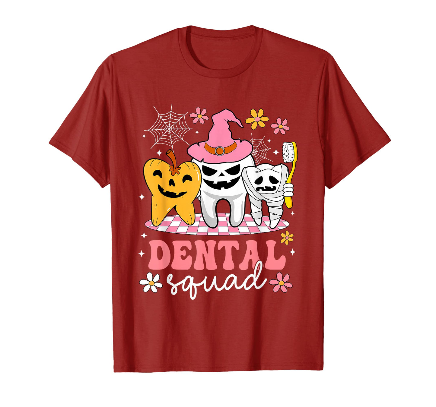 Dental Squad Tooth Pumpkin Witch Hat Funny Halloween T-Shirt