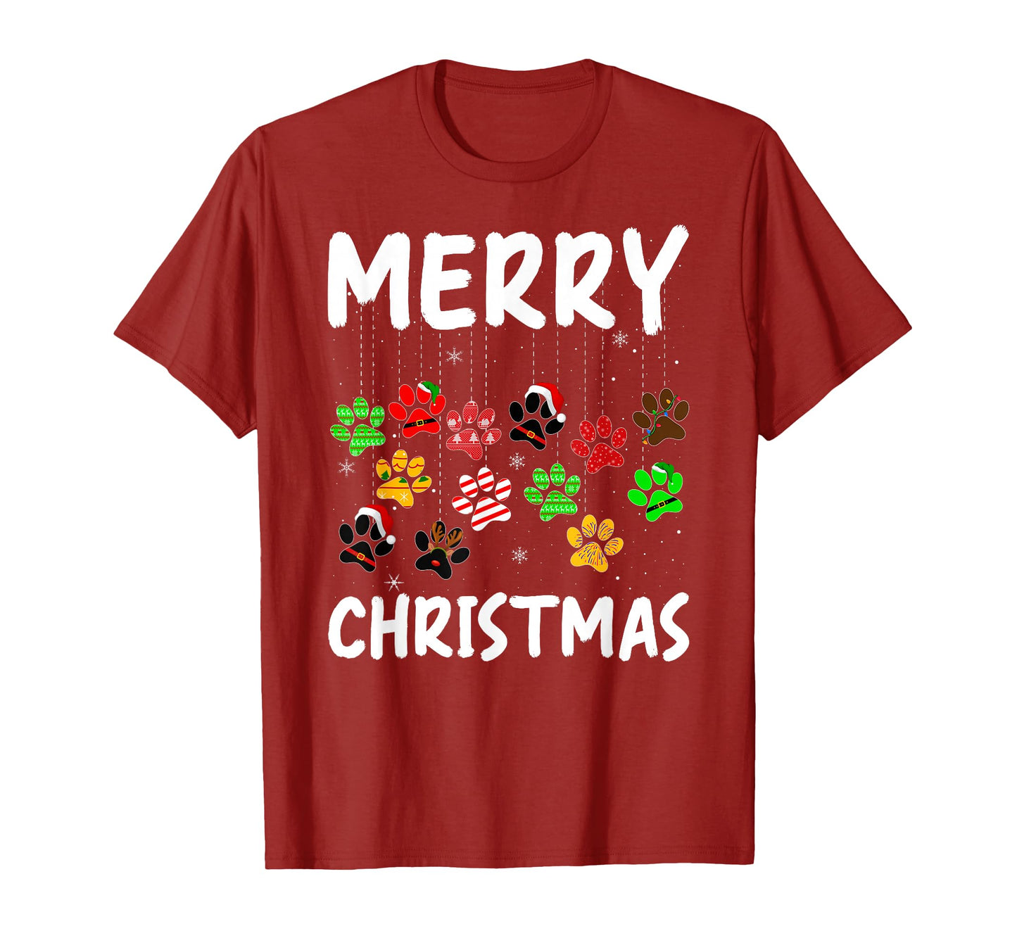 Dog Paw Merry Christmas Pajamas Puppy Dog Lover Xmas T-Shirt