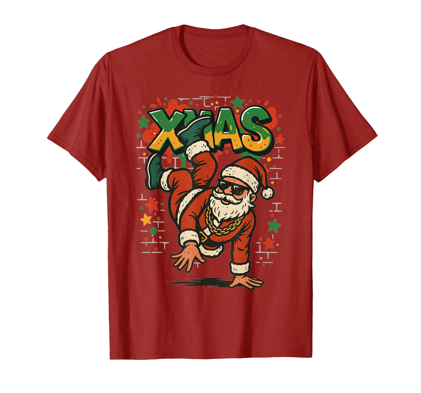 Hip Hop Santa Claus Graffiti Christmas Breakdancing T-Shirt