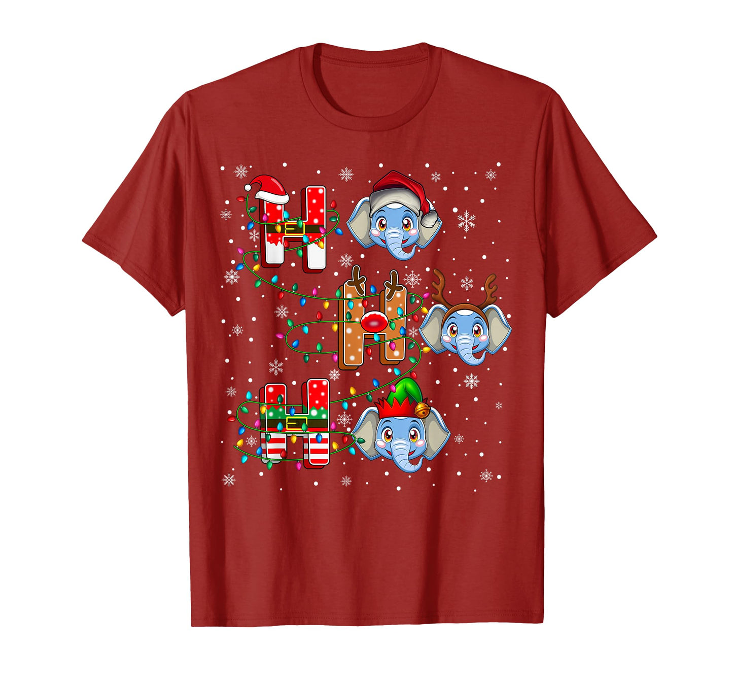 Ho Ho Ho Santa Reindeer Hat Elf Elephant Animal Christmas T-Shirt