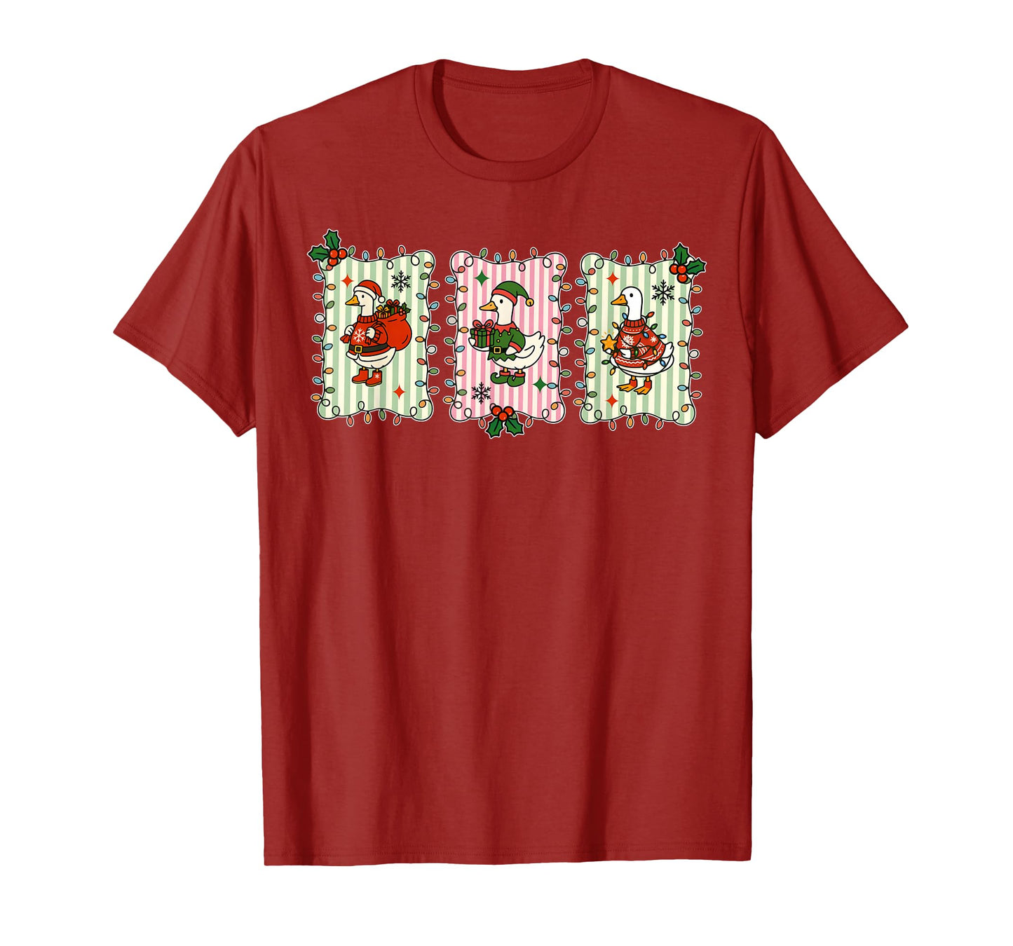 Retro Christmas Silly Goose Christmas Light Goosemas Funny T-Shirt
