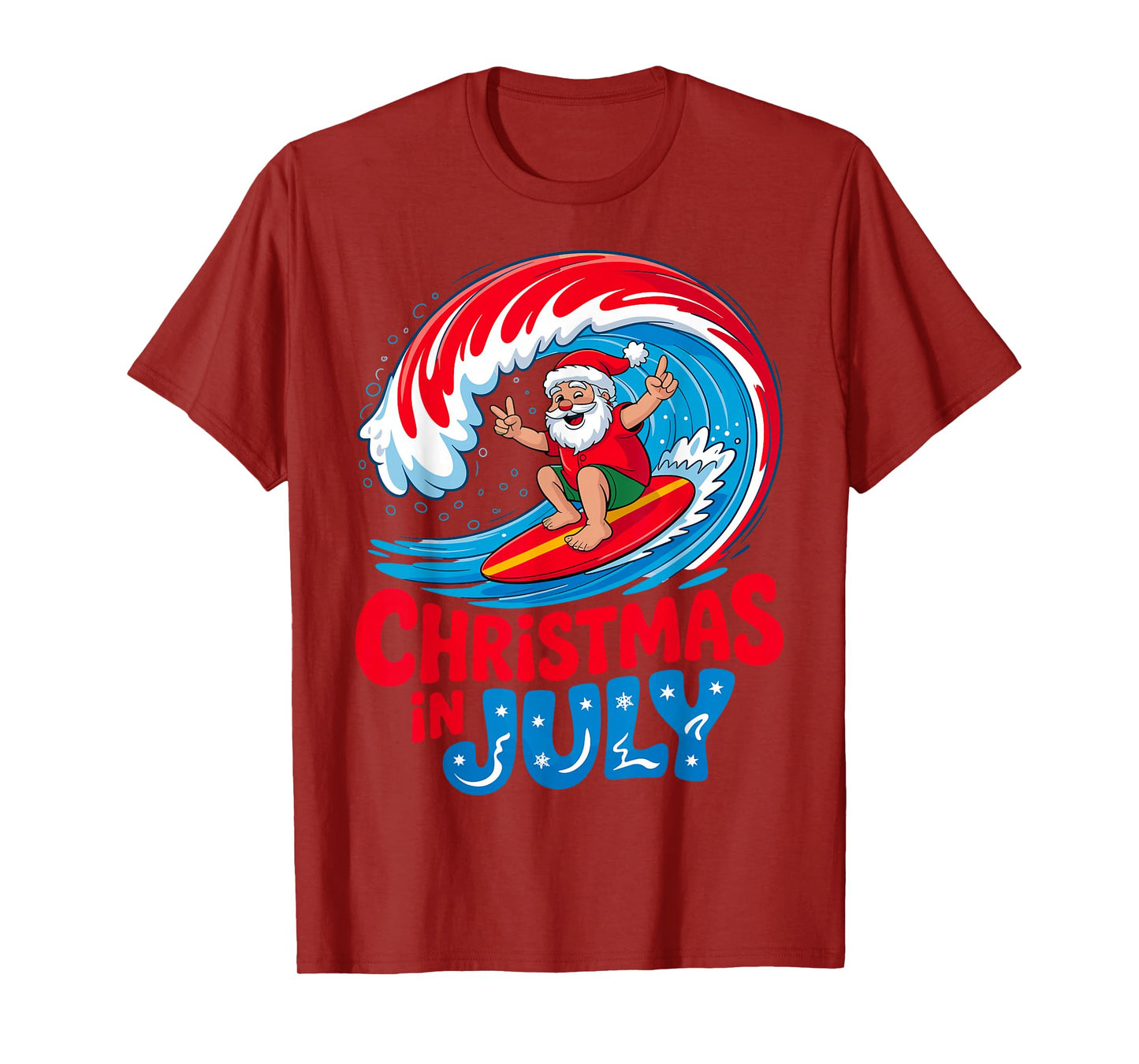 Christmas in July Santa Surfing T-Shirt