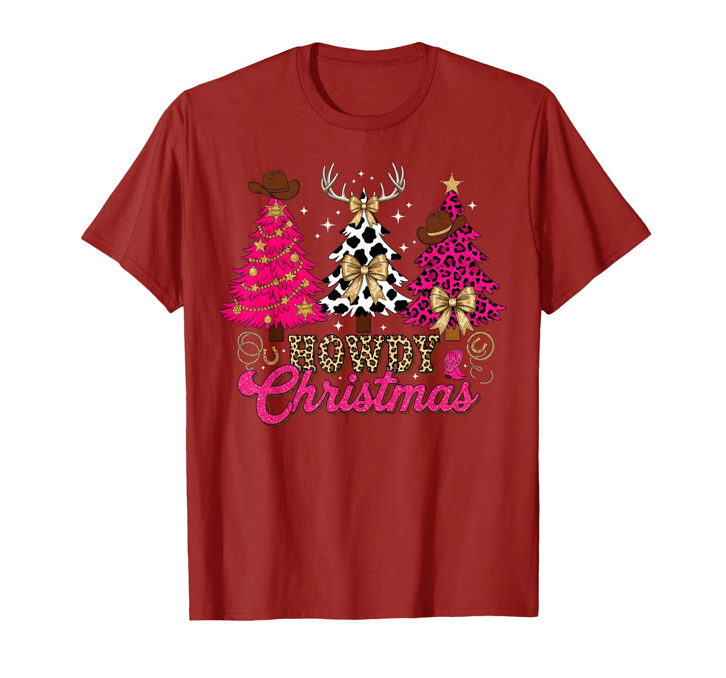 Howdy Christmas Cowboy Western Xmas Trees Pajamas Holiday T-Shirt