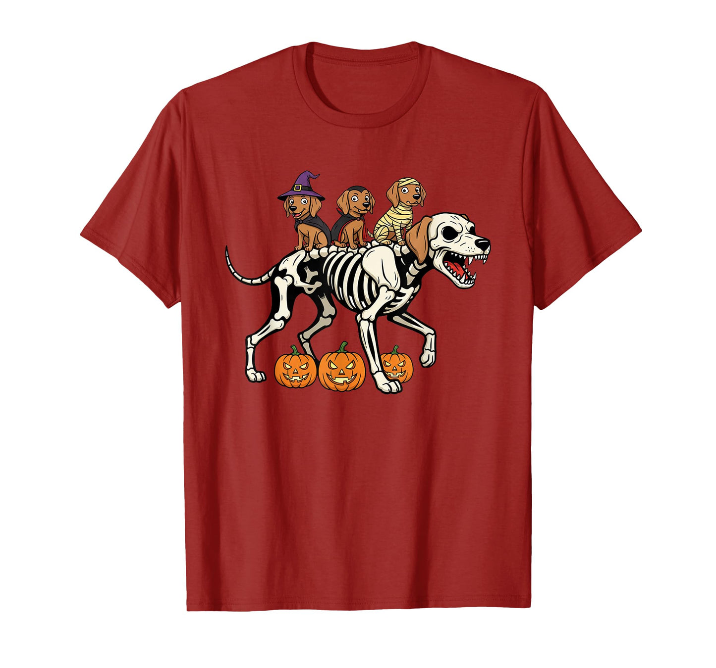 Funny Vizsla Skeleton Mummy Witch Halloween Kids Mens Womens T-Shirt