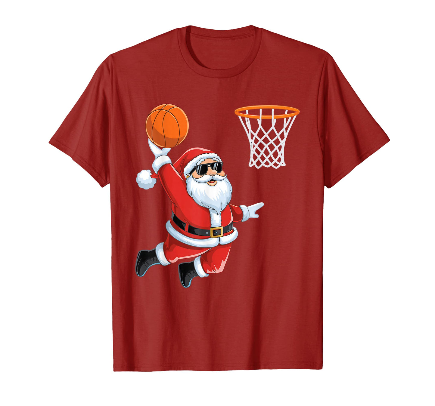 Christmas Santa Claus Dunking A Basketball Kids Boys Xmas T-Shirt