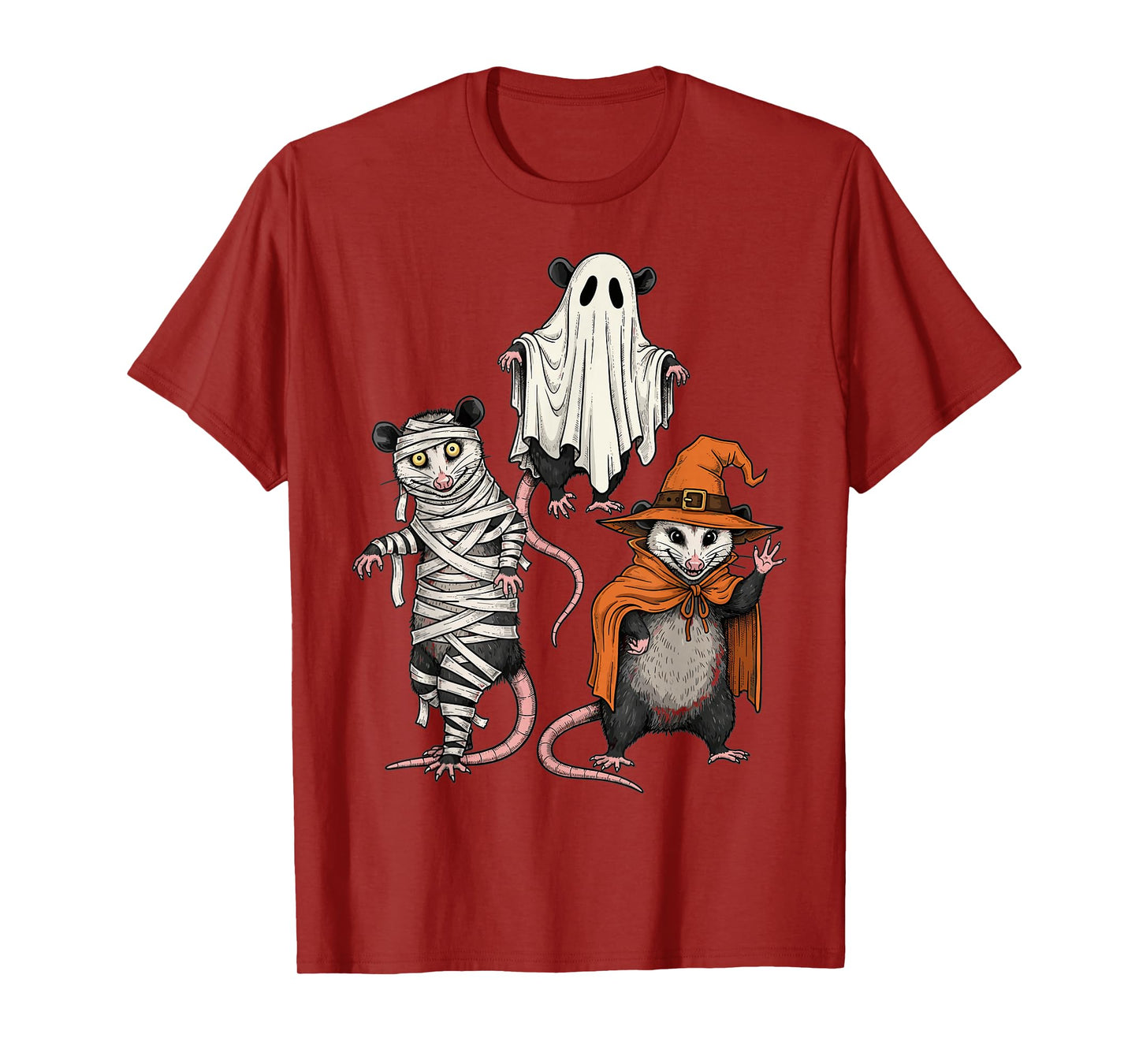 Halloween Possum Costume Art Mummy Ghost Witch T-Shirt