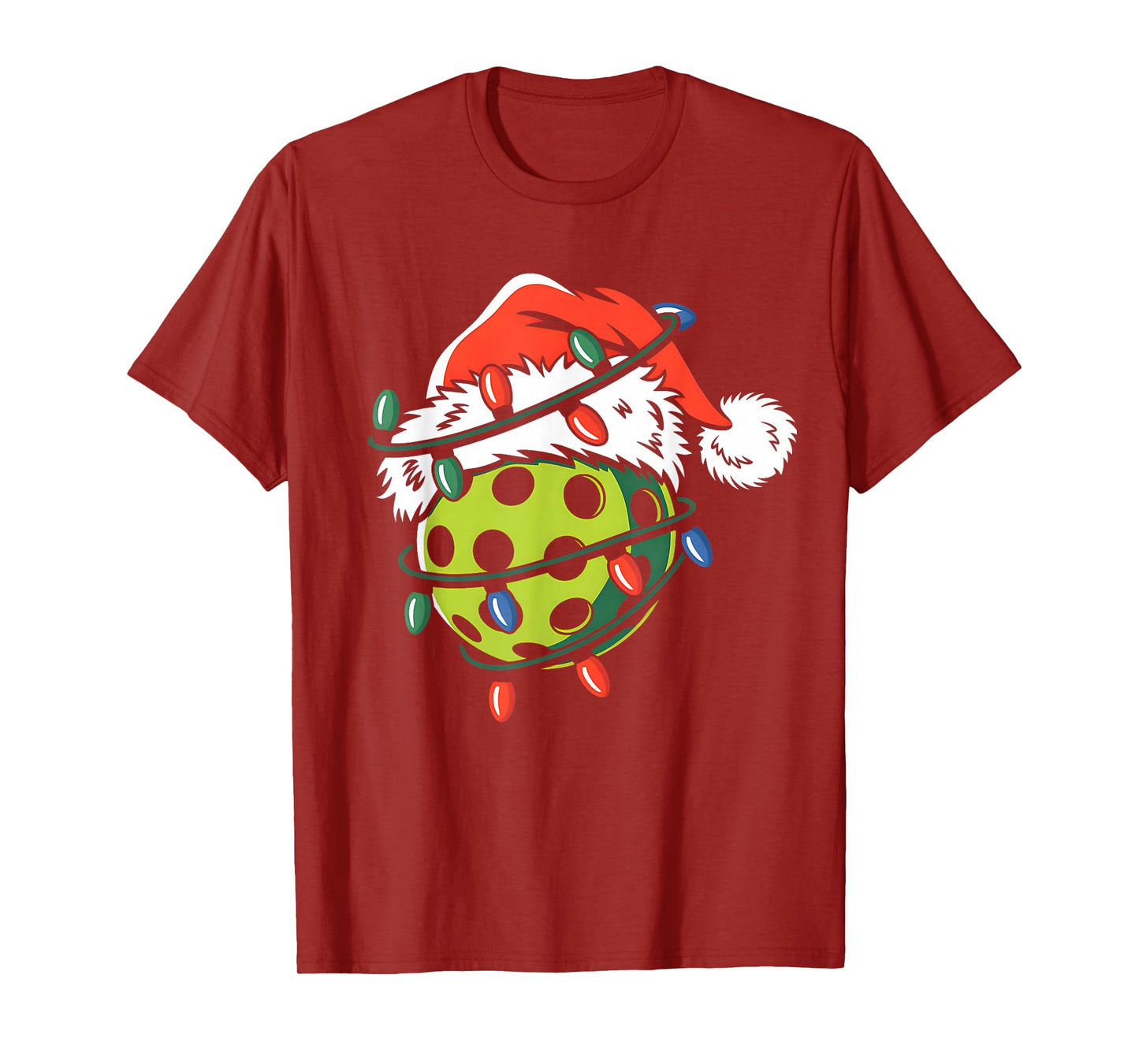Pickle Ball Ball Santa Hat Xmas Funny Christmas Men Women T-Shirt