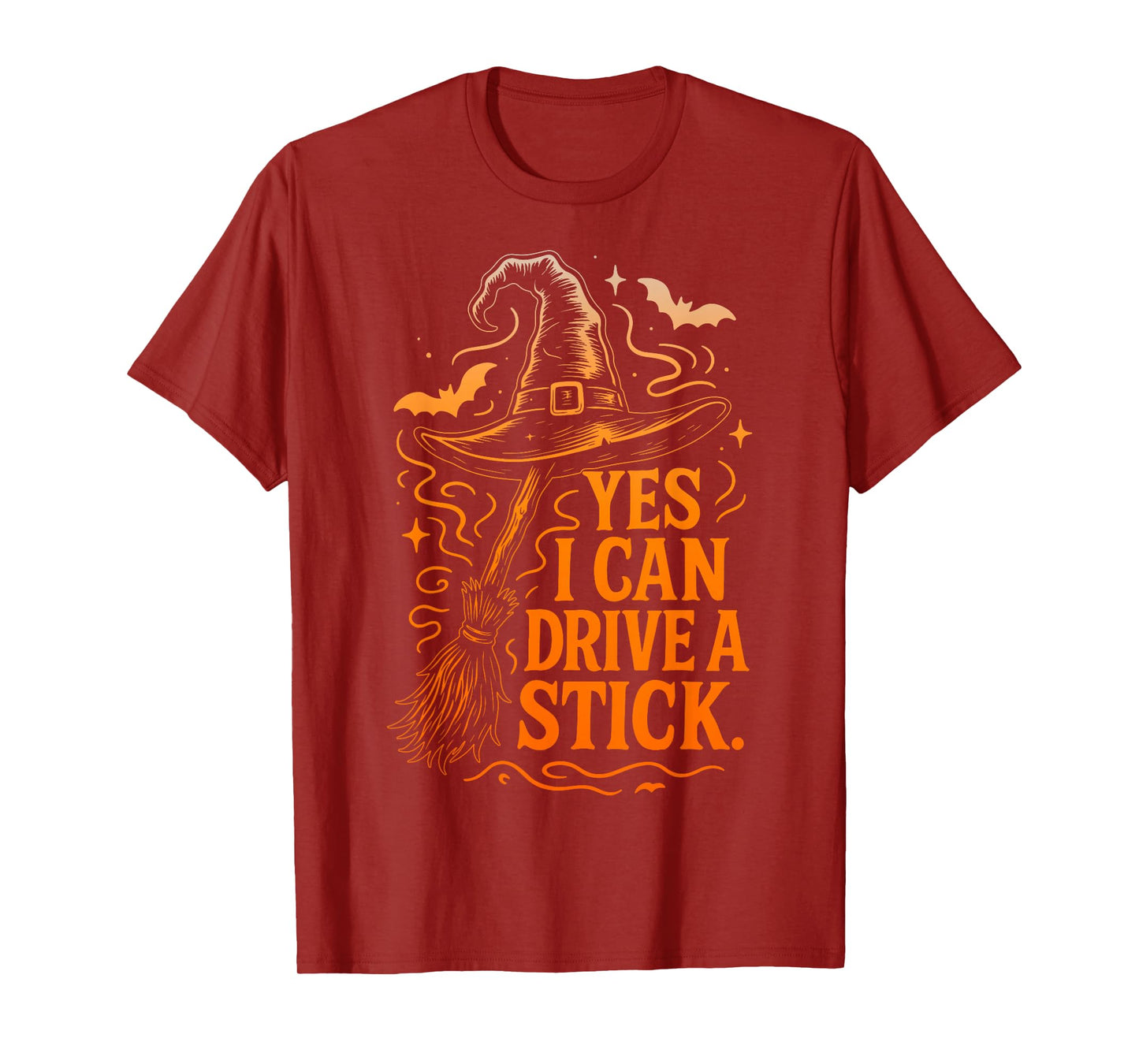 Yes I Can Drive A Stick Funny Halloween Spooky Witch Mom T-Shirt