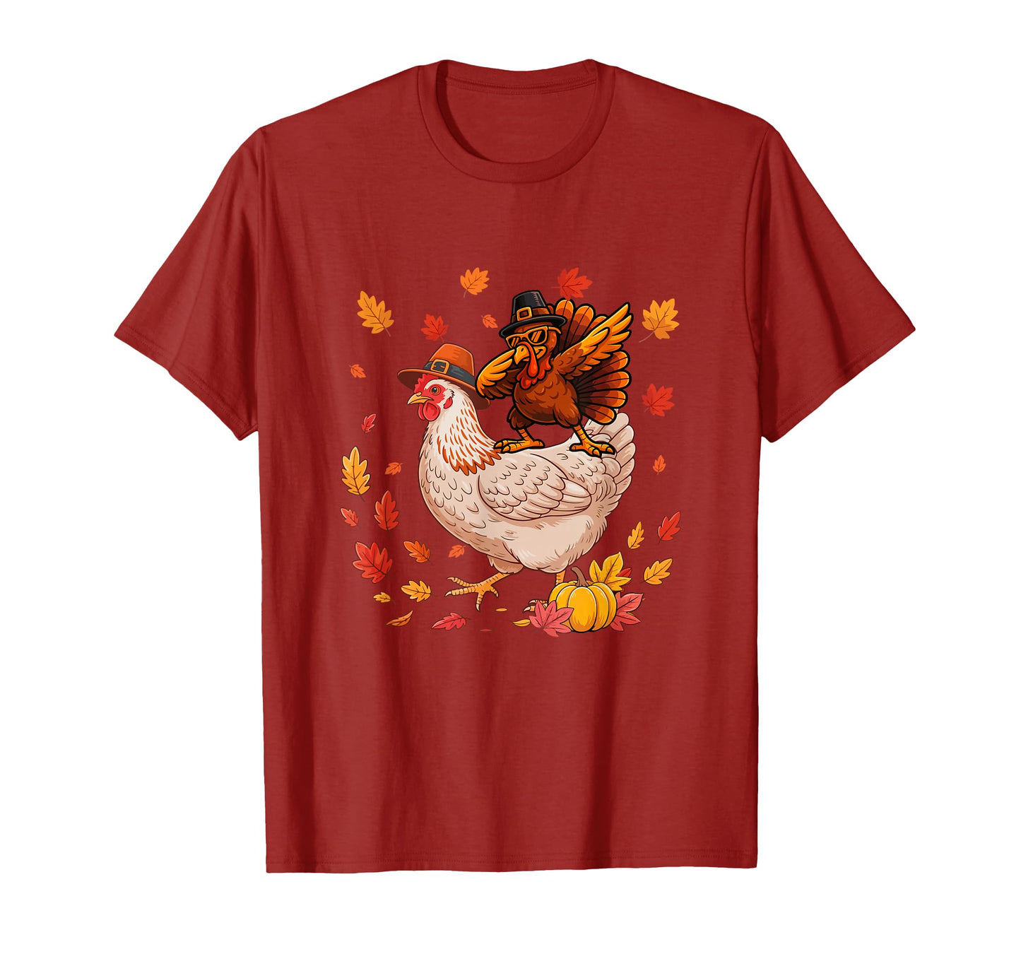 Dabbing Turkey On Chicken Thanksgiving Autumn Pilgrim Farmer T-Shirt