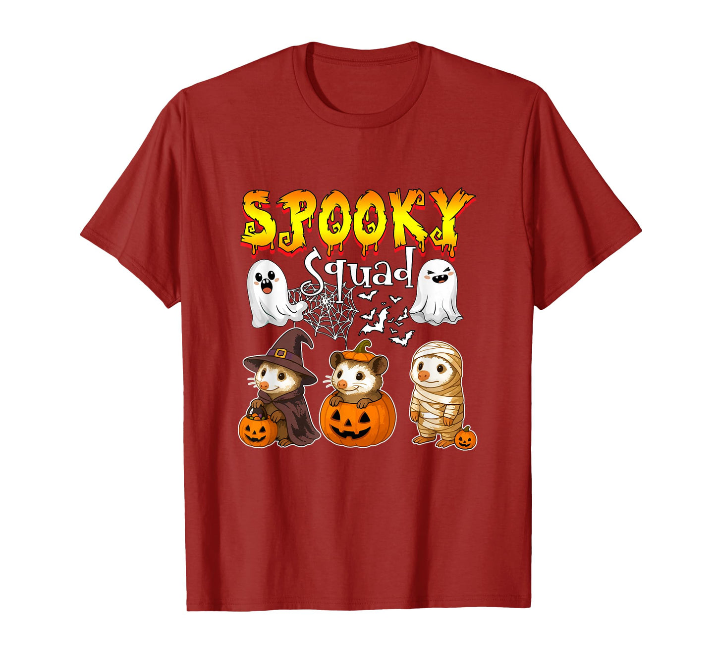 Spooky Halloween Squad Three Cute Opossums Cosplay Witch T-Shirt