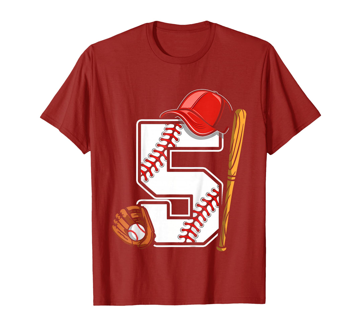 Kids Birthday Boy 5 five Baseball 5th Birthday Baseball Player T-Shirt