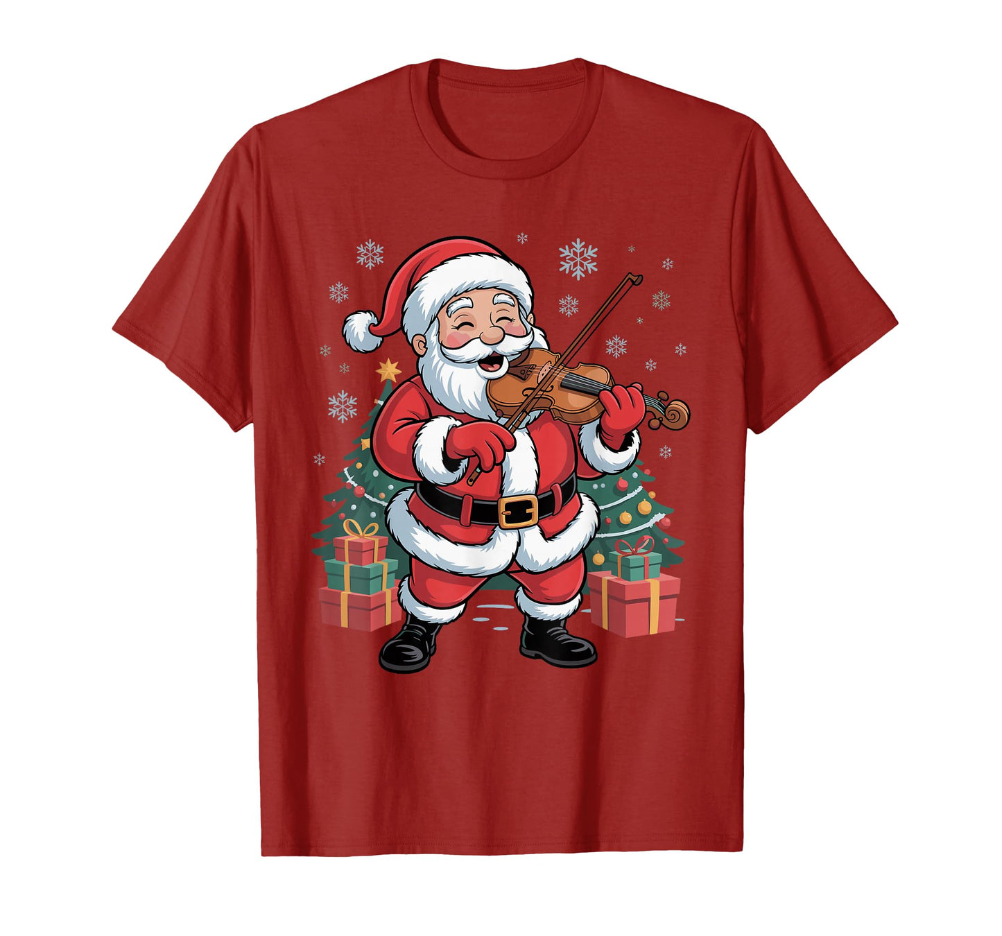 Funny Santa Christmas Design Violin Holiday Xmas Pajama T-Shirt