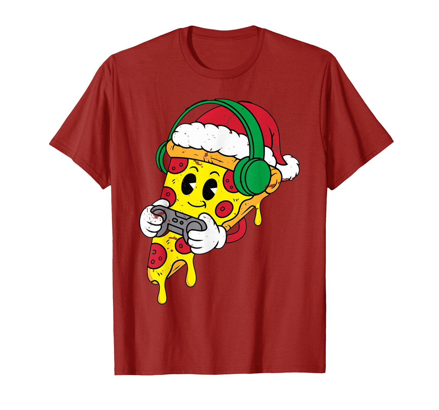 Christmas Gamer Pizza Video Gaming Men Boys Kids Teen Youth T-Shirt