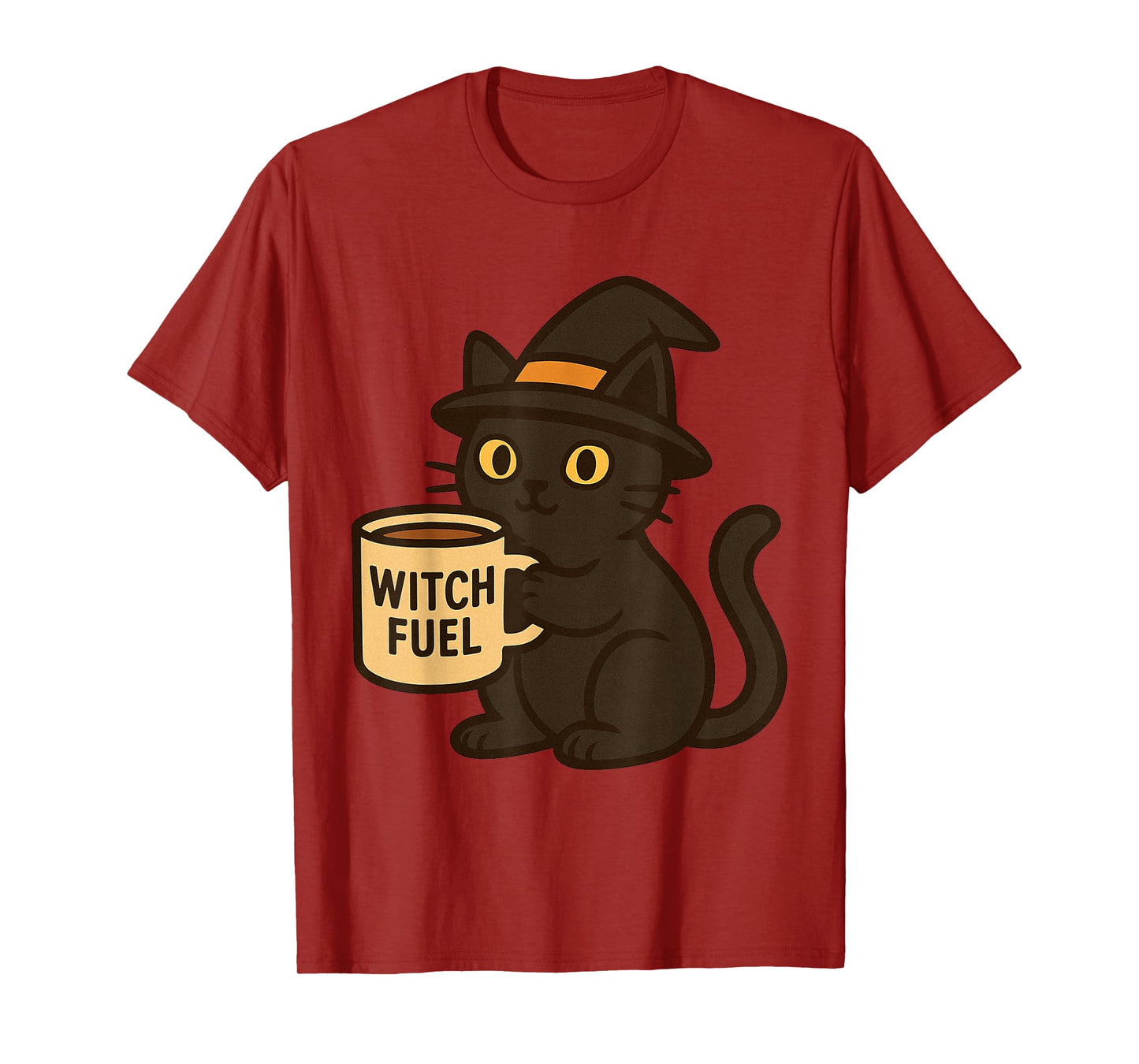 Halloween Cat Drinking Pumpkin Spice Latte Funny Coffee T-Shirt