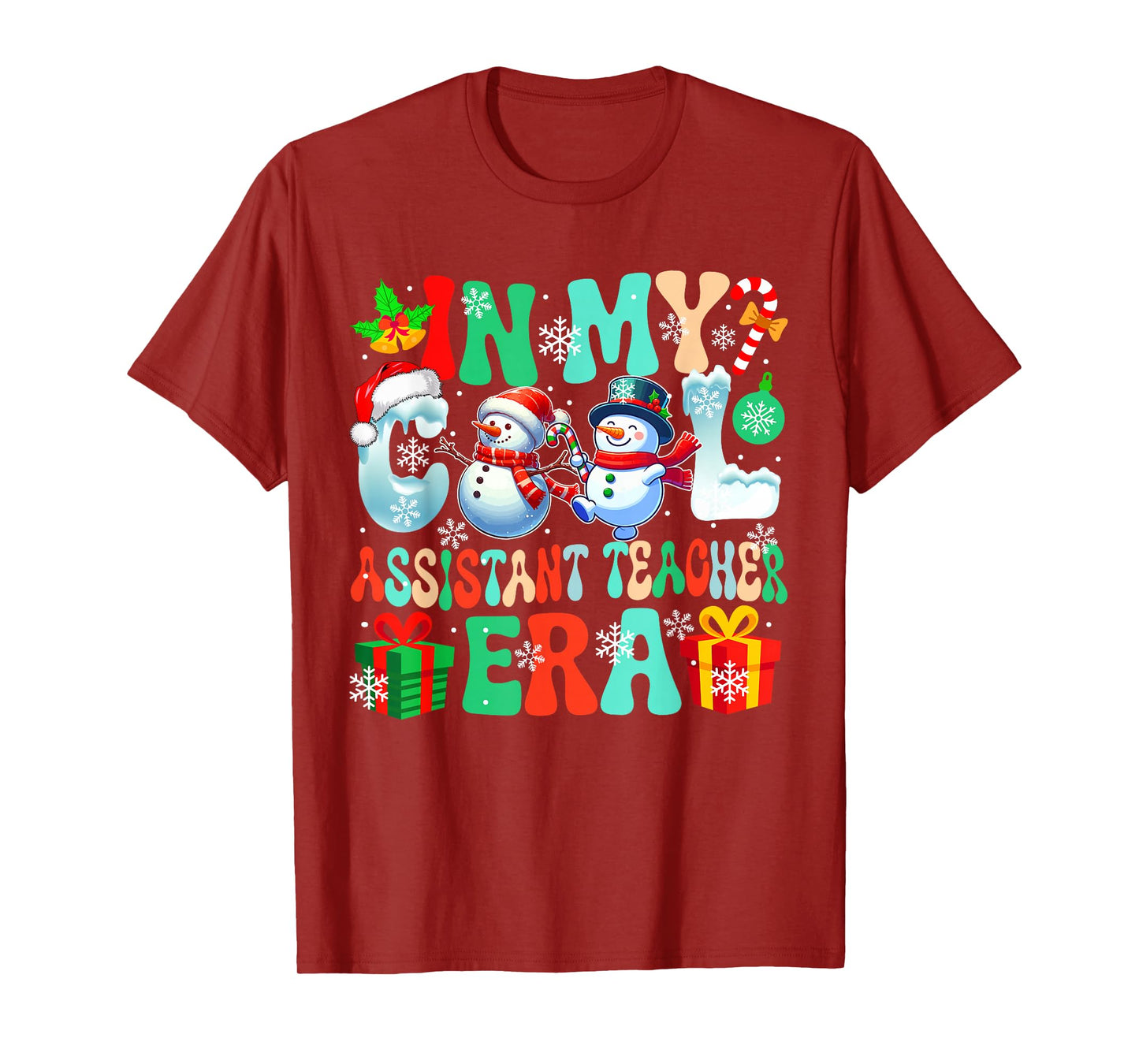 in Assistant Teacher Era Xmas Proud Job Santa Snowmen Lover T-Shirt