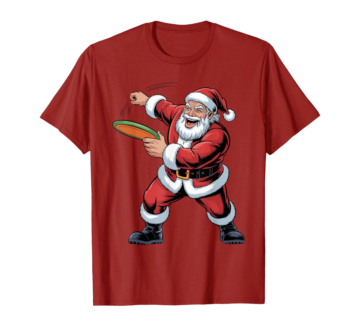 Santa Playing Disc Golf Funny Holiday Christmas Xmas Pajama T-Shirt