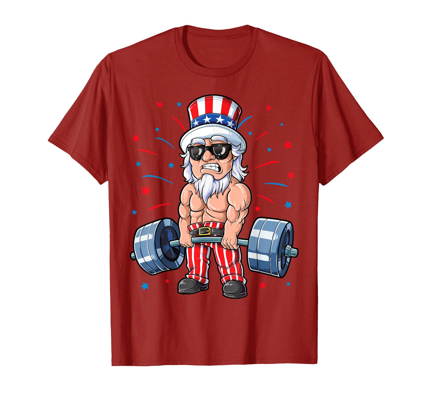 Uncle Sam Weightlifting 4th Of July Men Deadlift Fitness Gym T-Shirt