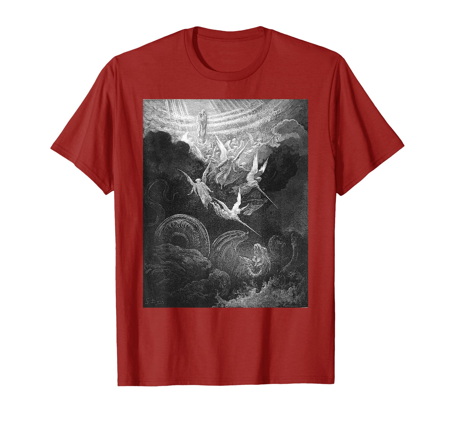 Gustave Dore Archangel Michael and Angels Fighting Dragon T-Shirt
