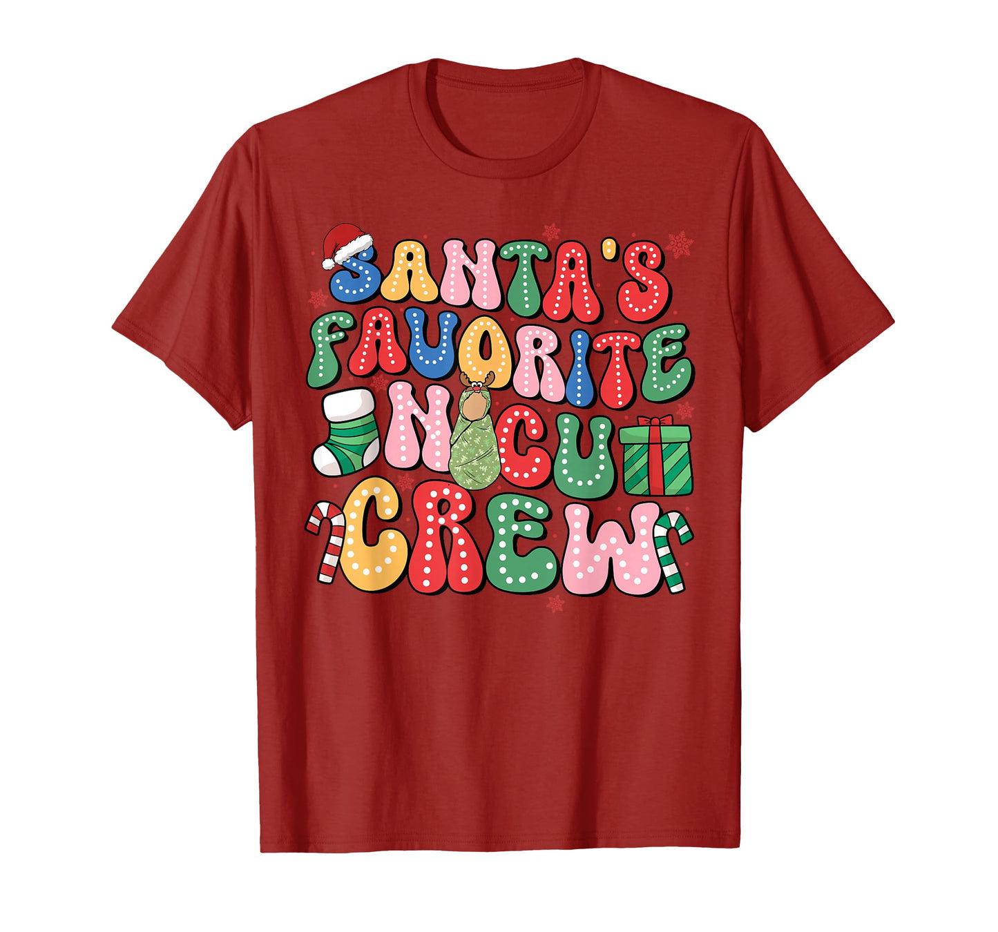 Groovy Santa's Favorite NICU Crew Nurse Neonatal ICU Women T-Shirt