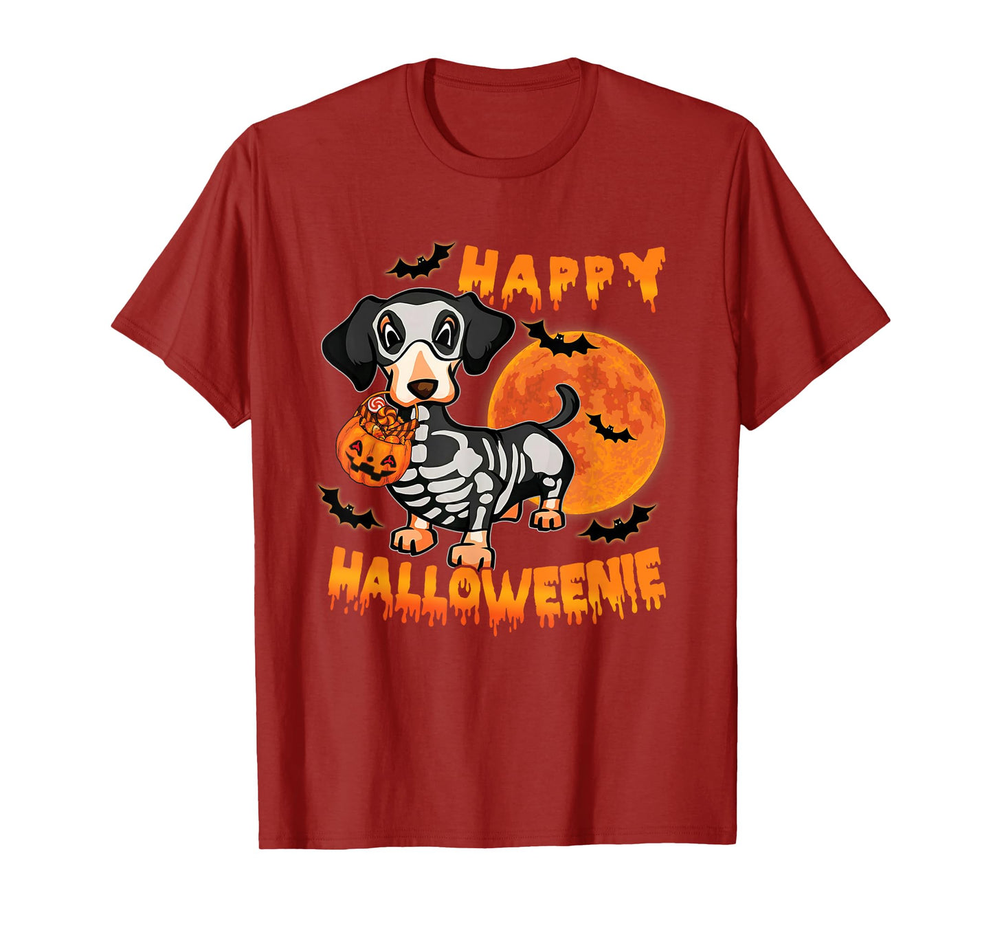 Happy Halloweenie Dachshund Dog Ghost Halloween Dog Lovers T-Shirt
