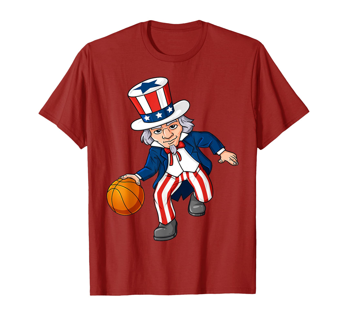 Basketball Uncle Sam 4th Of July Boys Kids Teens Dribble T-Shirt