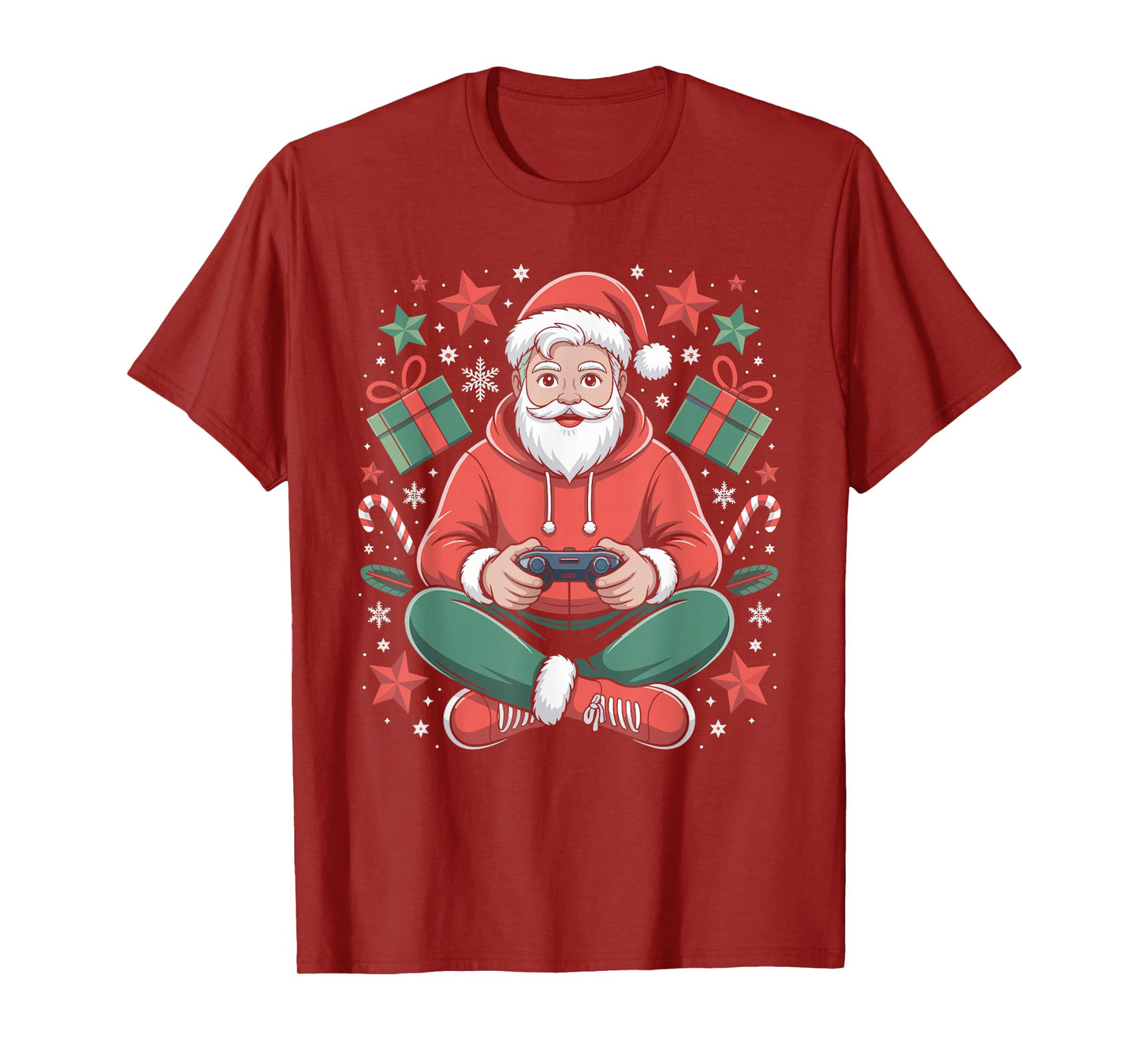 Santa Claus Gamer Christmas Holiday Video Games Gaming Xmas T-Shirt