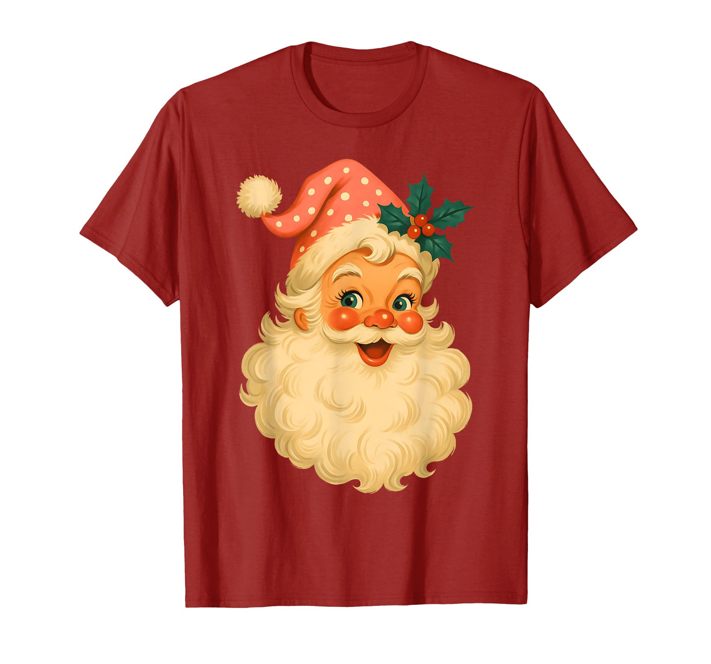 Vintage Santa Claus Merry Christmas Men Women Candy Cane T-Shirt