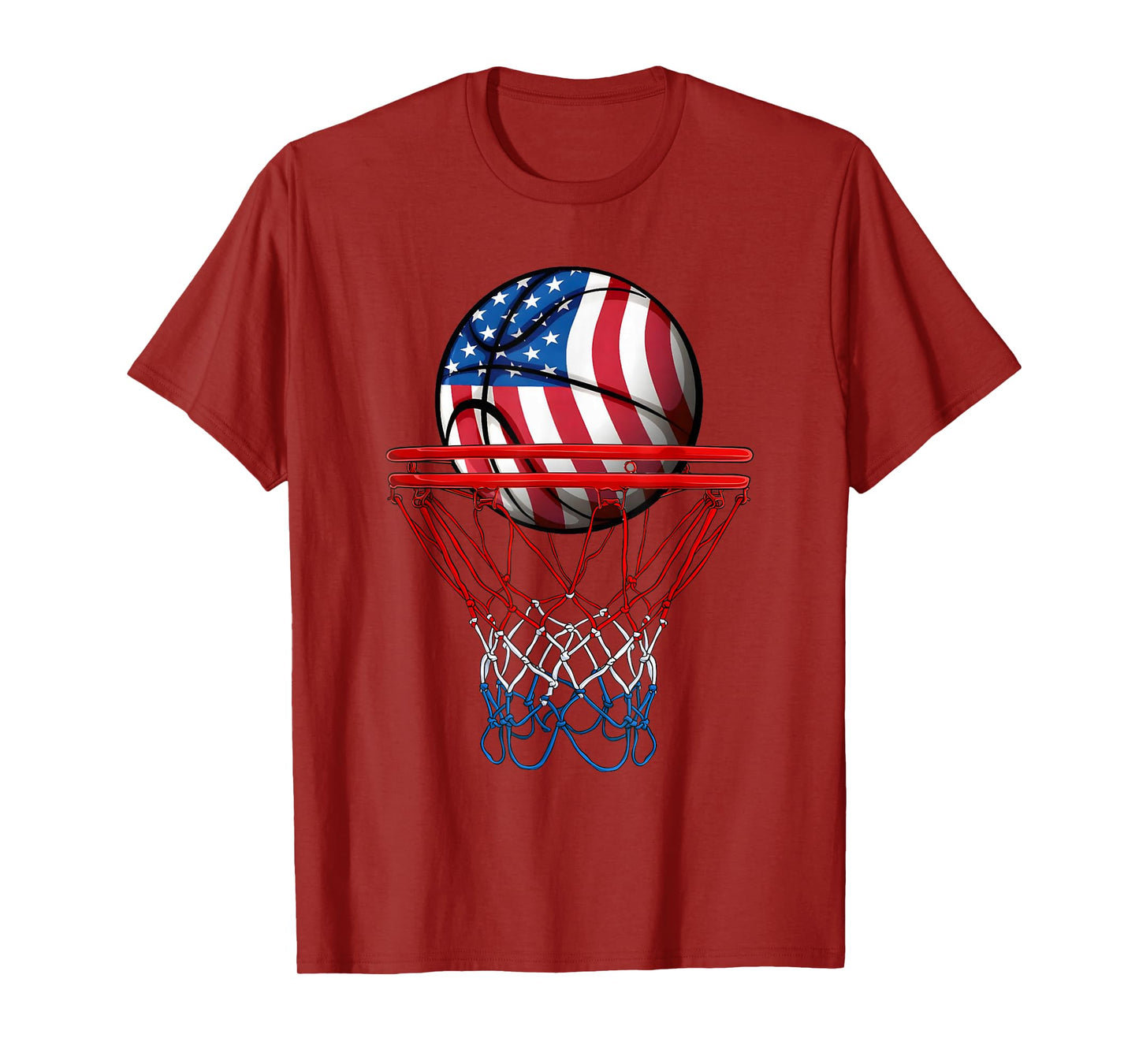 Basketball American Patriotic 4th Of July US Flag Men Boys T-Shirt