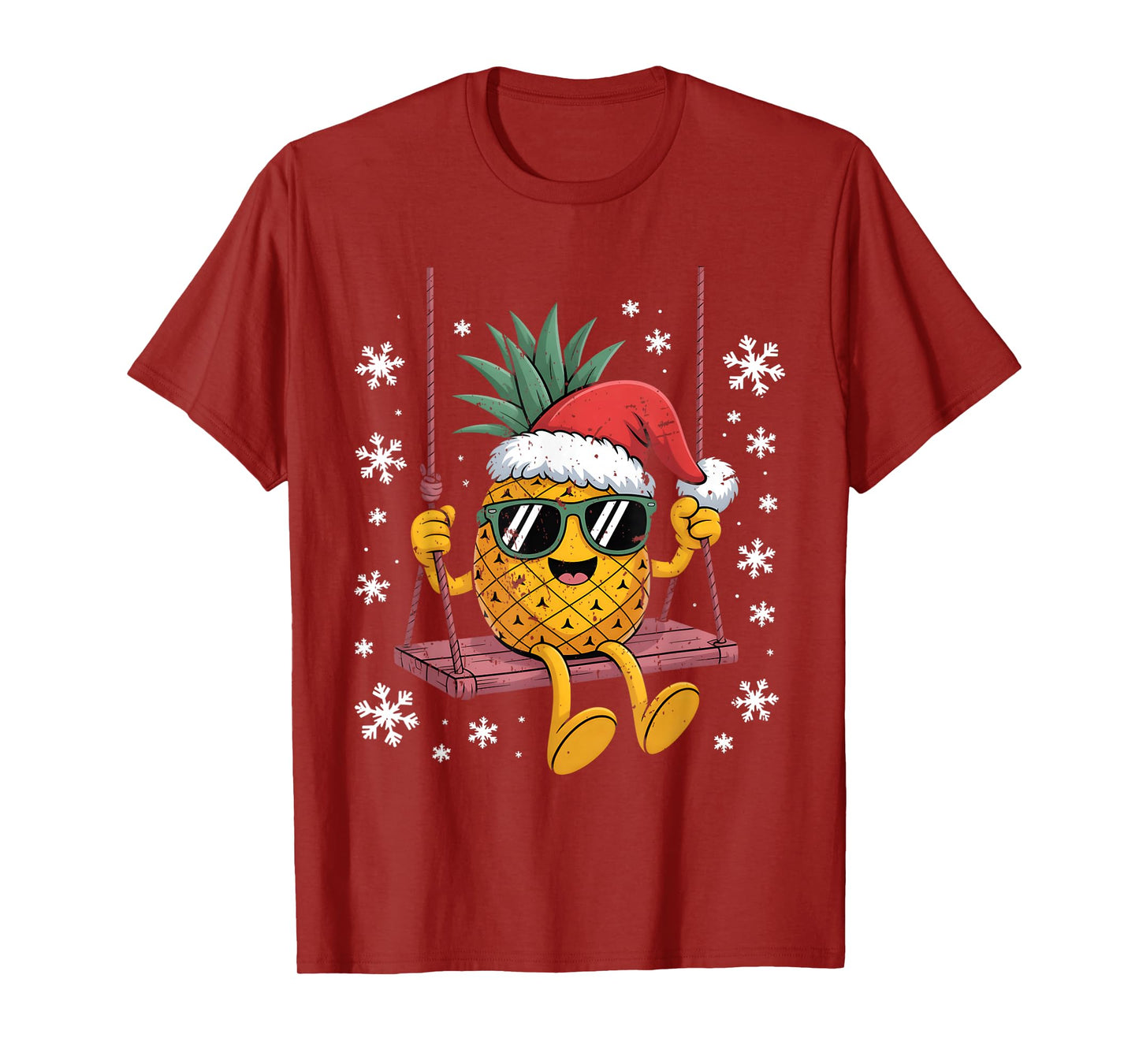 Swinging Pineapple Cartoon Santa Hat Christmas Kids Women T-Shirt
