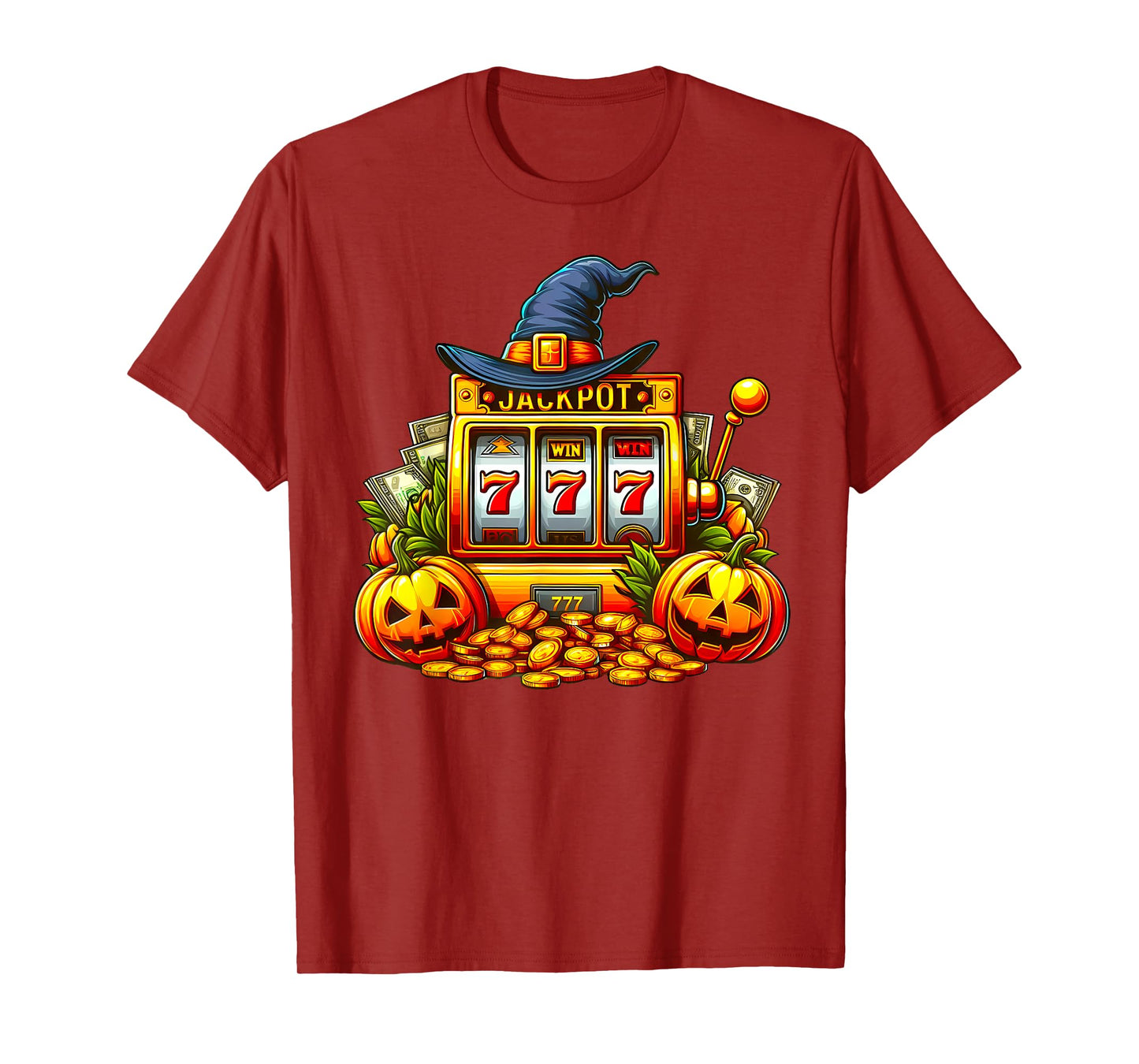 Halloween Slot Machine Casino Money Winner Pumpkins Jackpot T-Shirt