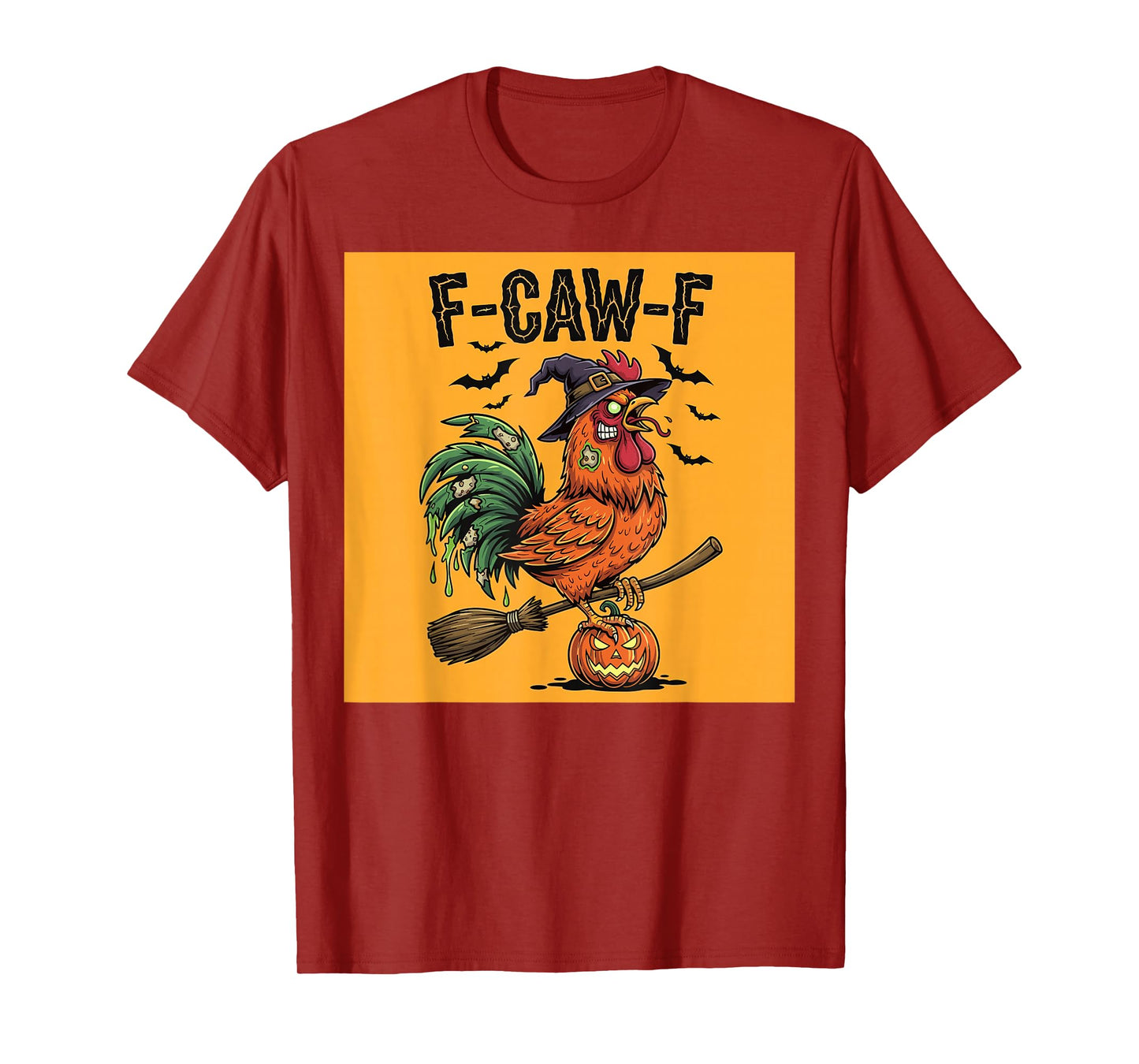Halloween Zombie Rooster Witch Pumpkin Broom Funny T-Shirt