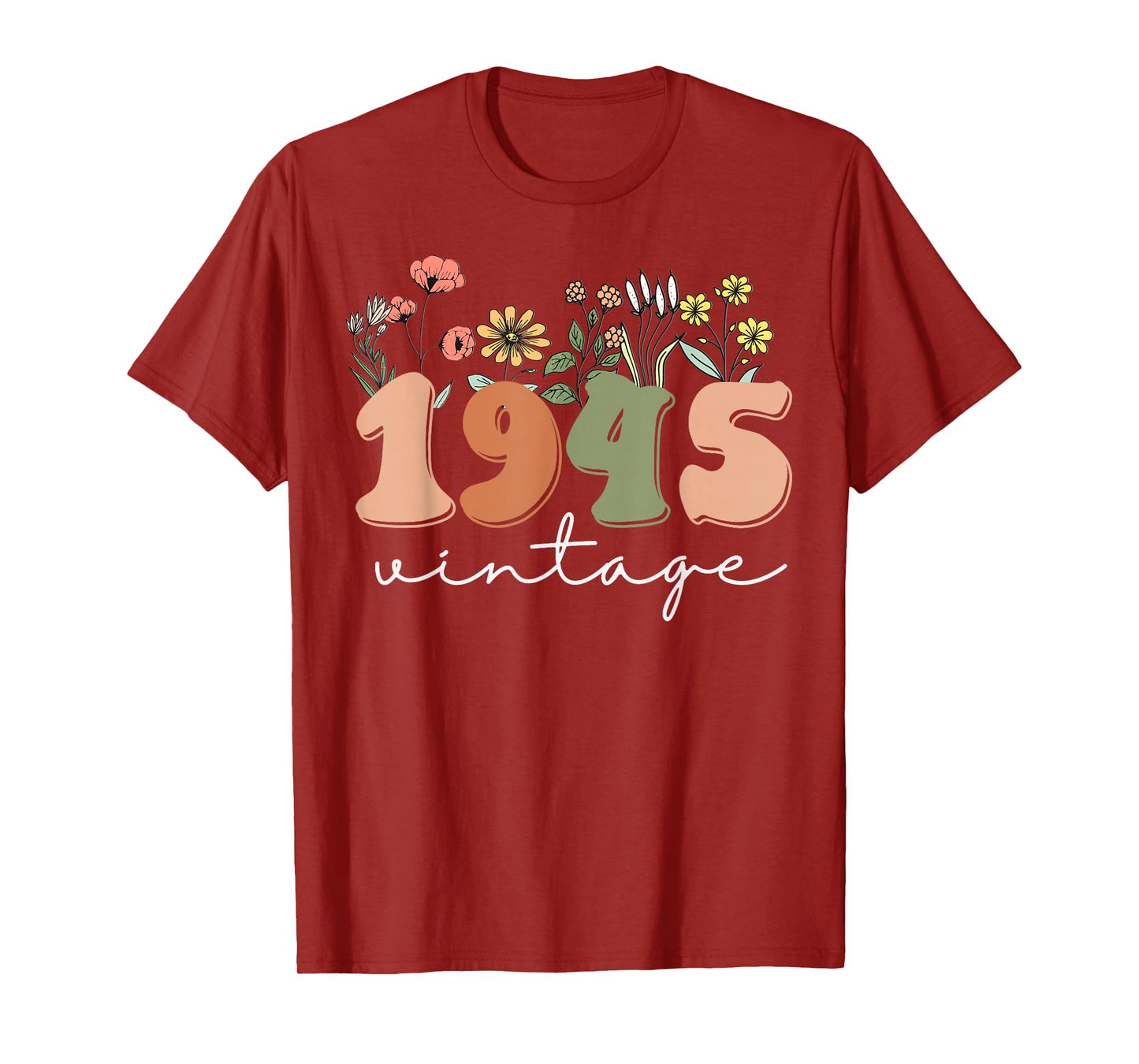 80 Years Old Vintage 1945 80th Birthday Tee Wildflower Women T-Shirt
