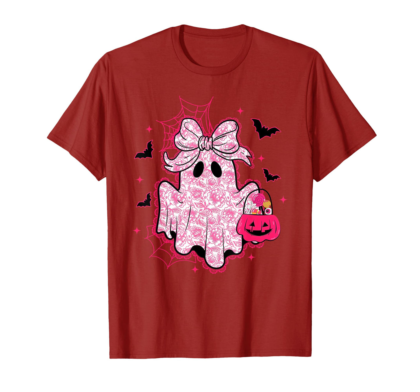 Vintage Lace Ghost Coquette Bow Halloween Girly Women Girls T-Shirt