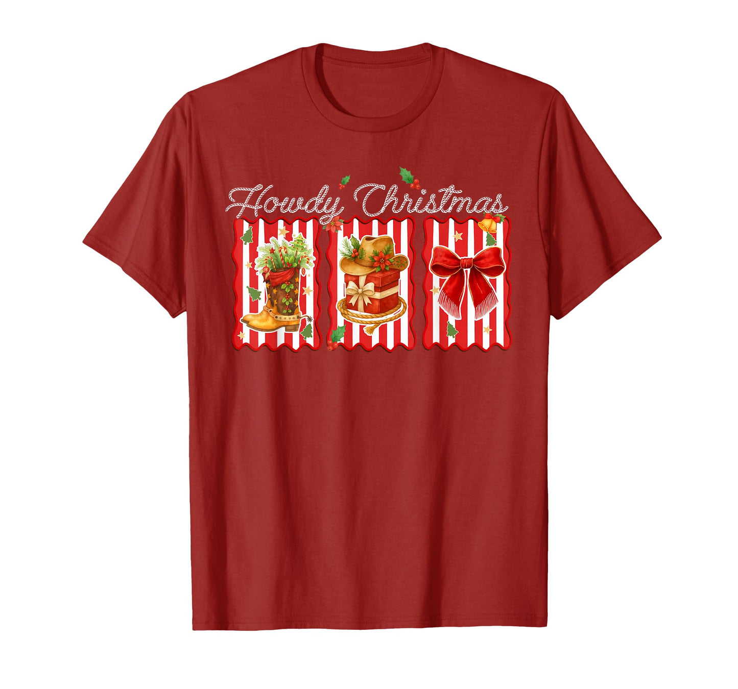 Howdy Christmas Western Coquette Bow Cowboy Cowgirl Santa T-Shirt