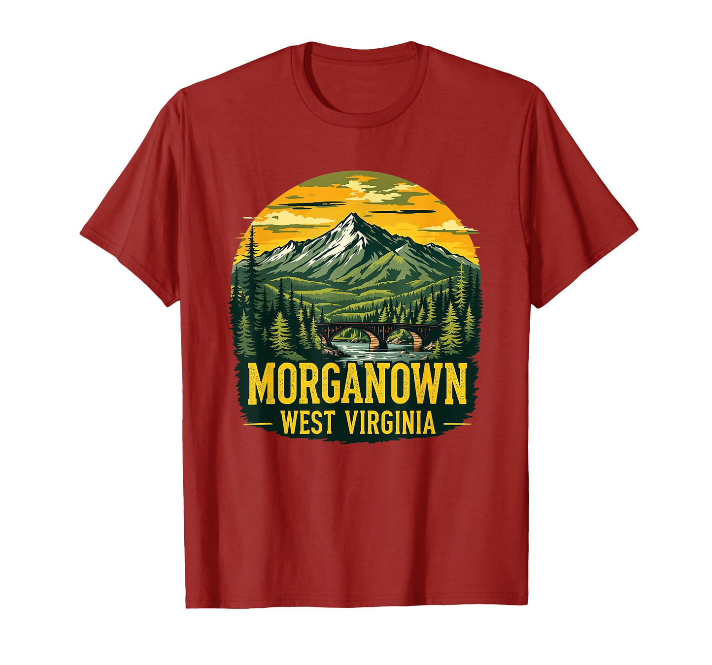 Morgantown Skyline Vintage Morgantown West Virginia Nature T-Shirt