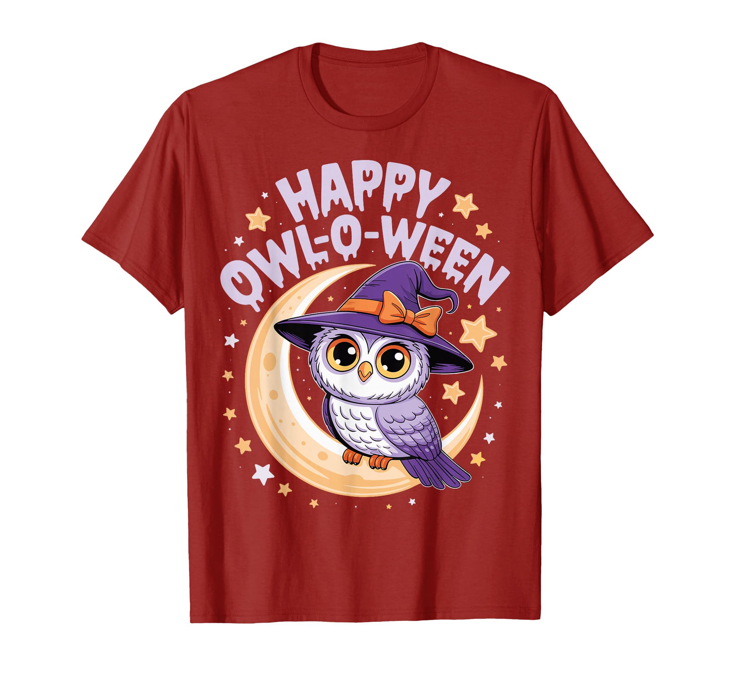 Happy Owl-O-Ween Pun Owl Witch Moon Kawaii Halloween Spooky T-Shirt