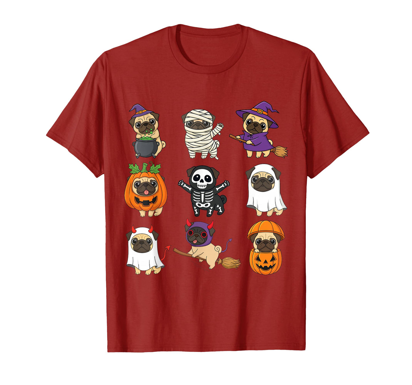 Spooky Pug Ghost Witch Pumpkin Halloween Pug Lover T-Shirt