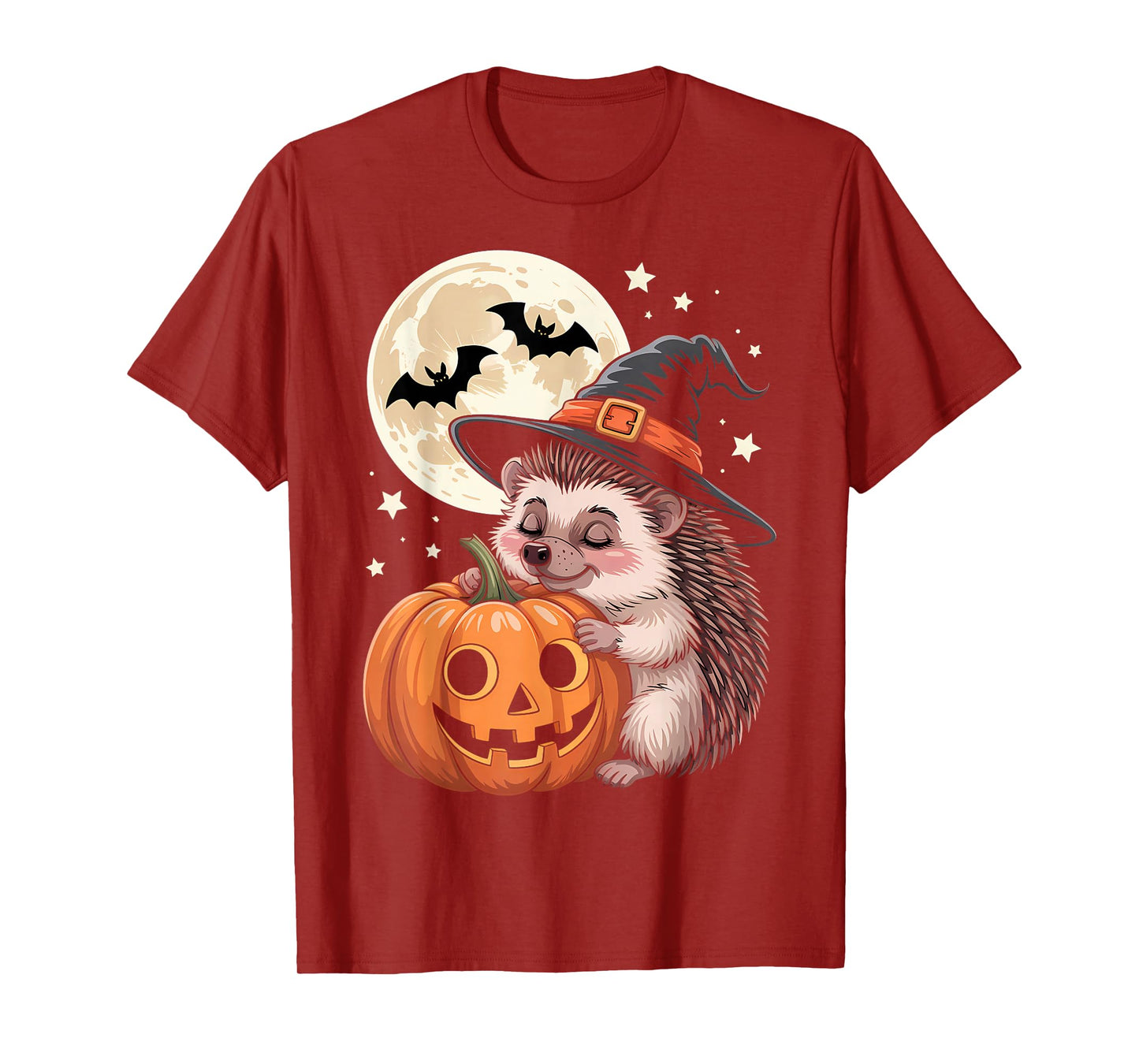 Halloween Hedgehog Witch Hat Pumpkin Spooky T-Shirt