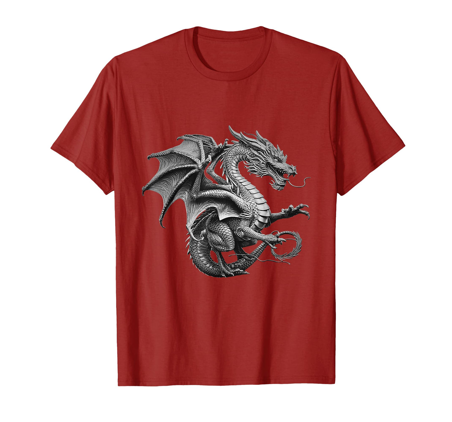 Vintage Dragon Art Silver Dragon Design T-Shirt